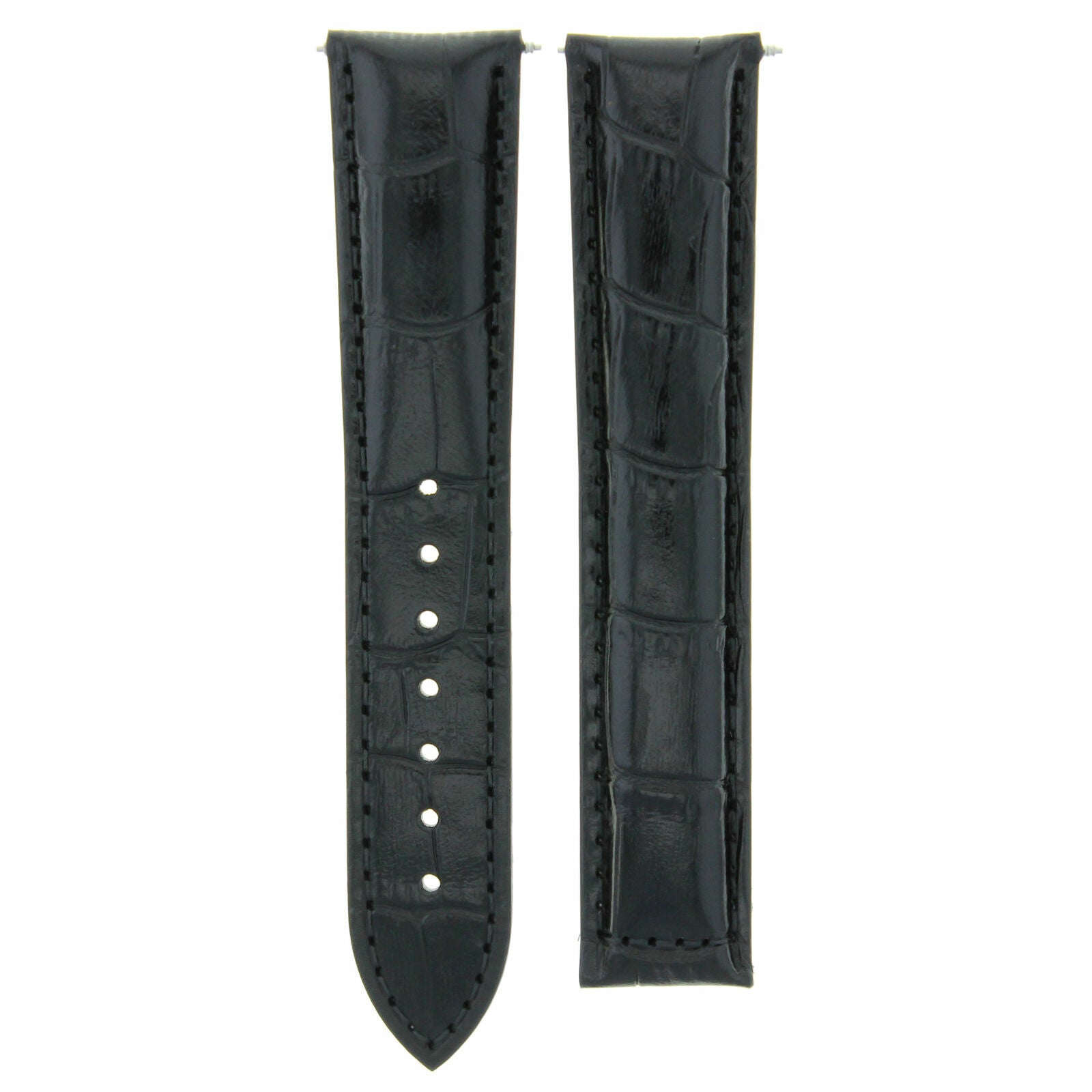 LEATHER STRAP WATCH BAND CLASP FOR 20MM OMEGA SPEEDMASTER MOON WATCH BLACK