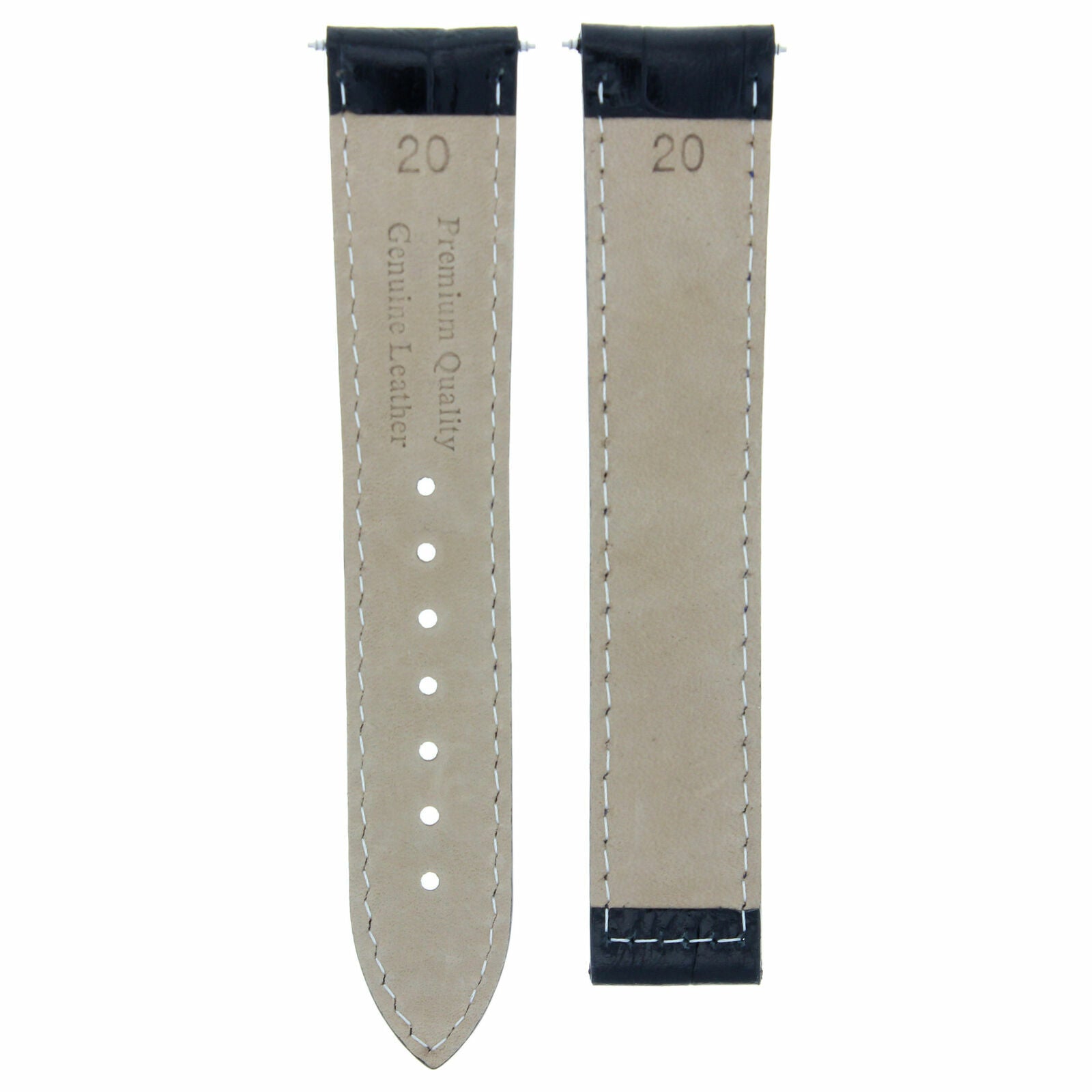 LEATHER STRAP WATCH BAND CLASP FOR 20MM OMEGA SPEEDMASTER MOON WATCH BLACK