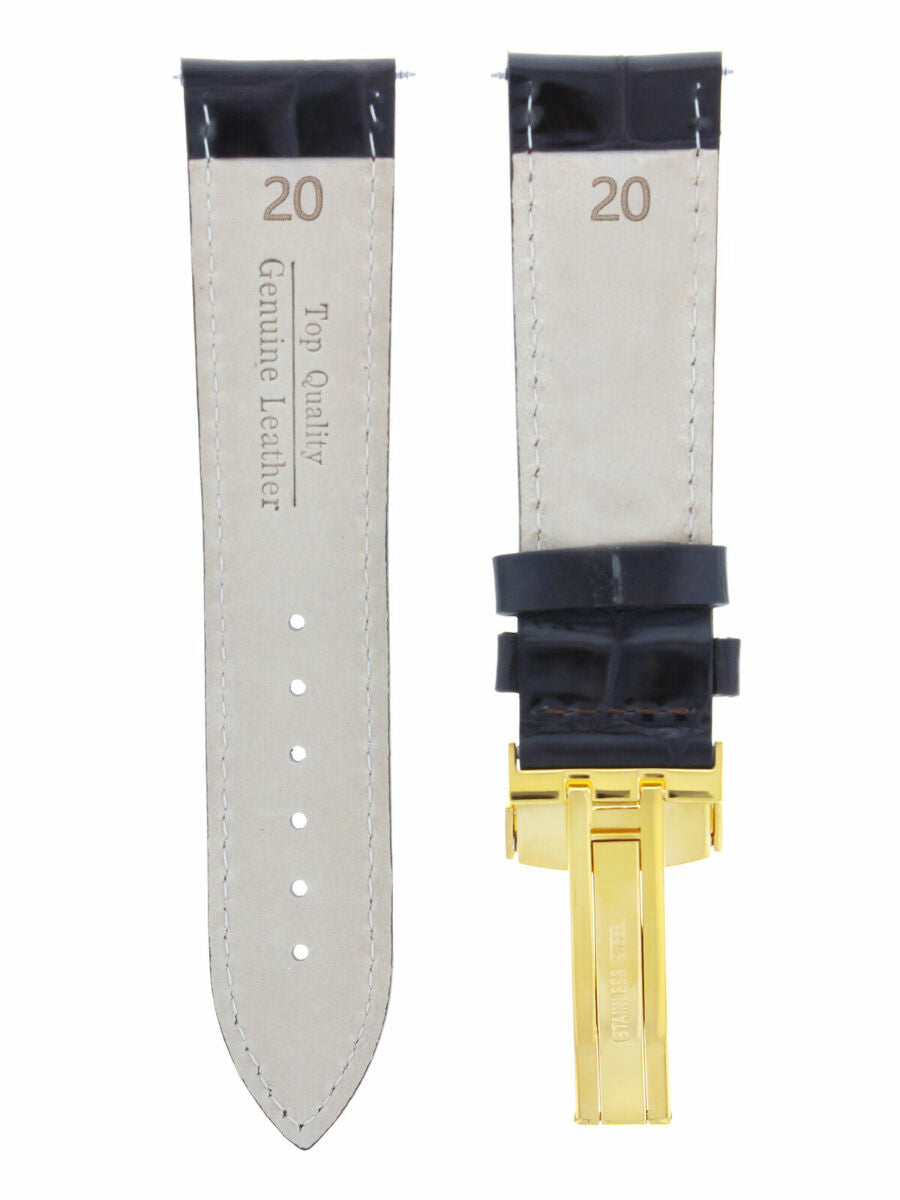 20MM LEATHER STRAP WATCH BAND DEPLOYMENT CLASP FOR TISSOT PRC DARK BROWN GOLD