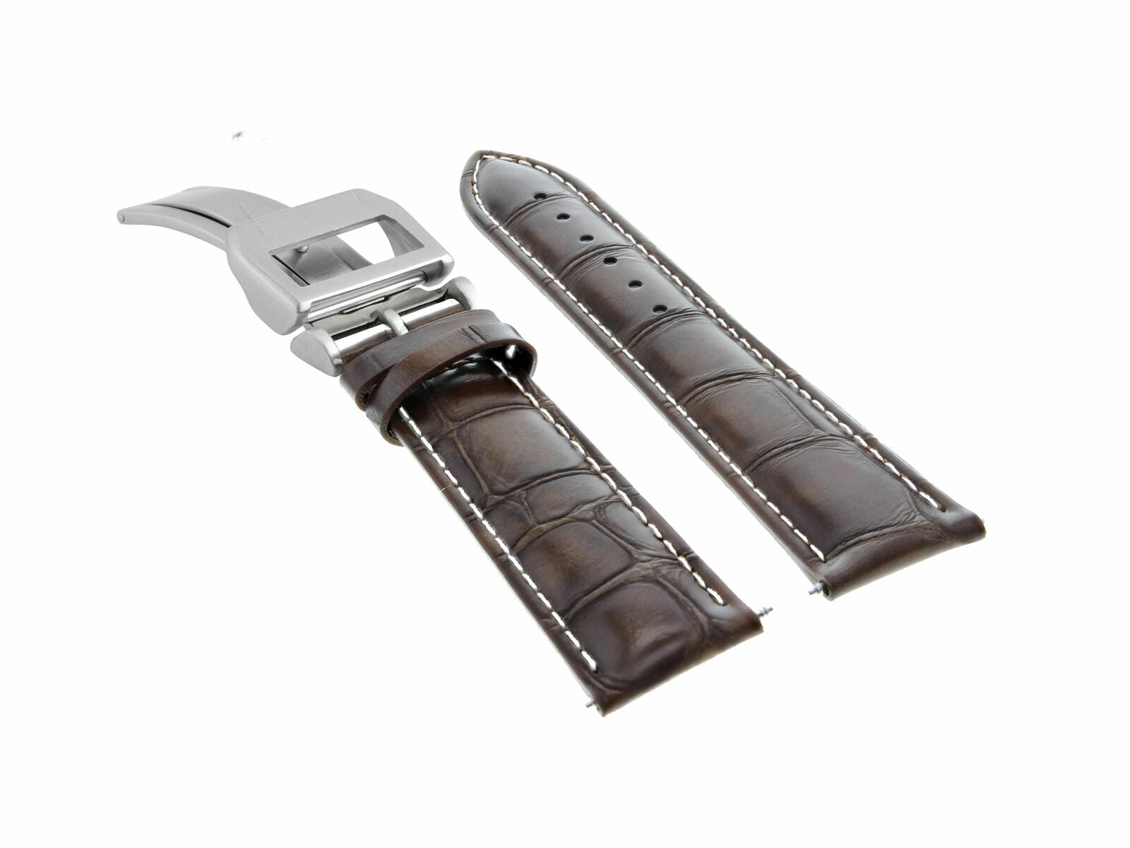19MM LEATHER STRAP WATCH BAND CLASP FOR IWC PILOT PORTUGESE WATCH DARK BROWN WS