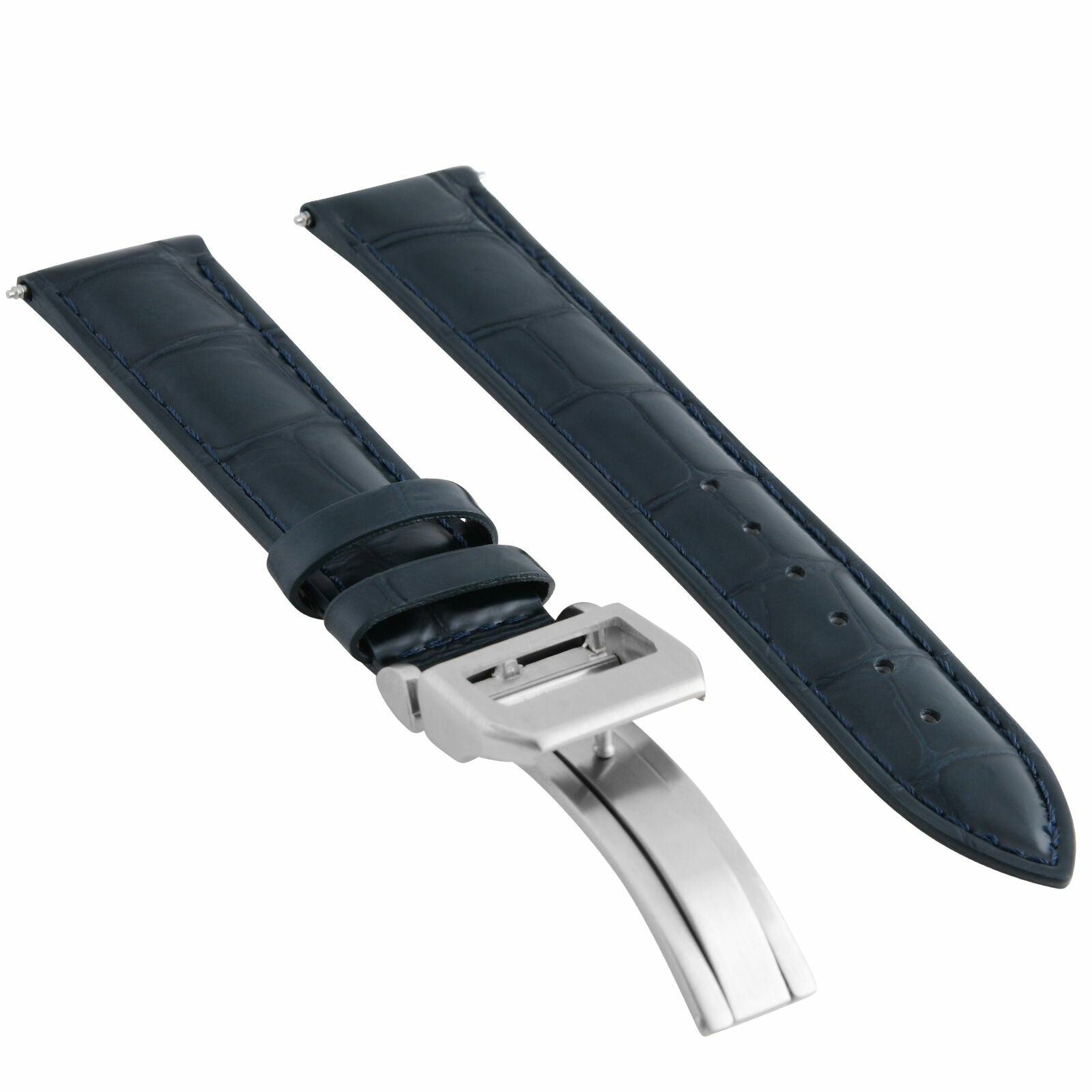 19MM LEATHER WATCH STRAP BAND FOR IWC PILOT PORTUGUESE DEPLOYMENT CLASP BLACK