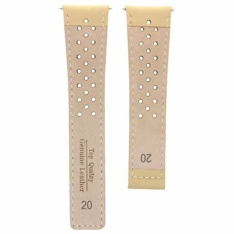 20/16mm Leather Watch Band Strap Deployment Clasp 20mm for Tag Heuer Monza Beige, front view