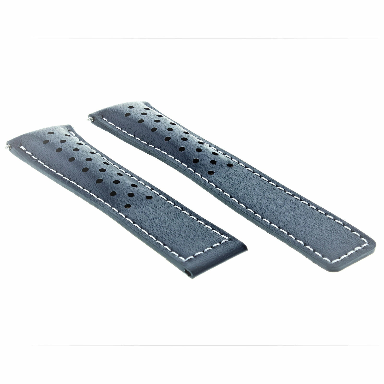 LEATHER BAND STRAP SMOOTH CLASP 22MM FOR TAG CARRERA MONACO F1 BLUE WS PERFORAT