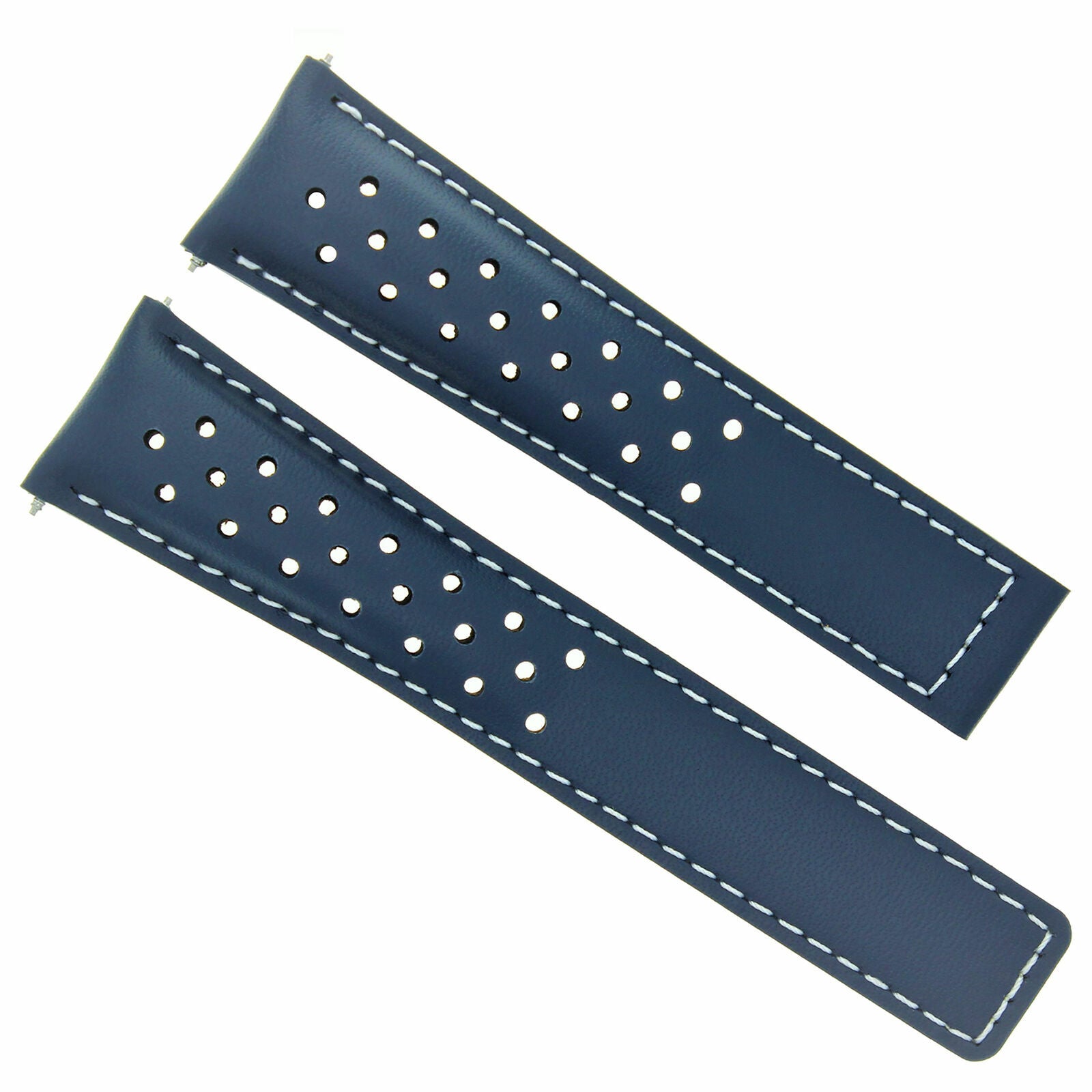 LEATHER BAND STRAP SMOOTH CLASP 22MM FOR TAG CARRERA MONACO F1 BLUE WS PERFORAT
