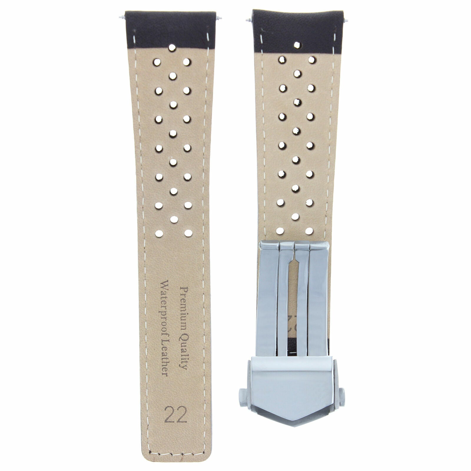 LEATHER BAND STRAP 22MM FOR TAG HEUER CARRERA MONACO AQUARACER BROWN WS PERFORAT