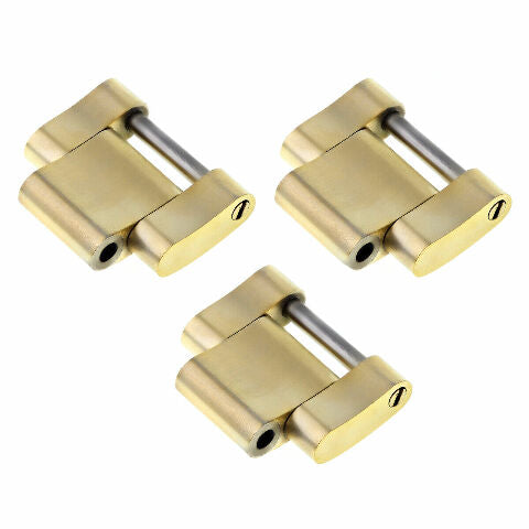 3 SOLID LINKS FOR MEN OYSTER ROLEX GOLD WATCH BAND GOLD COLOR FIT 19MM/20MM LUGS