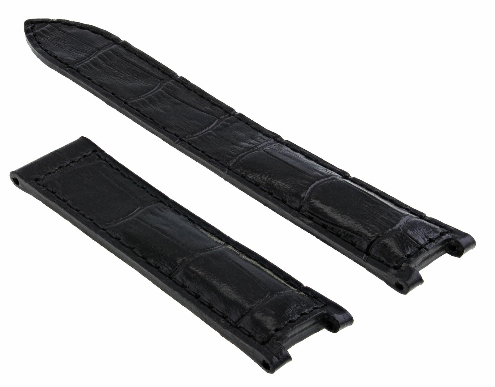 18MM LEATHER WATCH STRAP BAND DEPLOYMENT CLASP FIT 35MM CARTIER PASHA 2324 BLACK