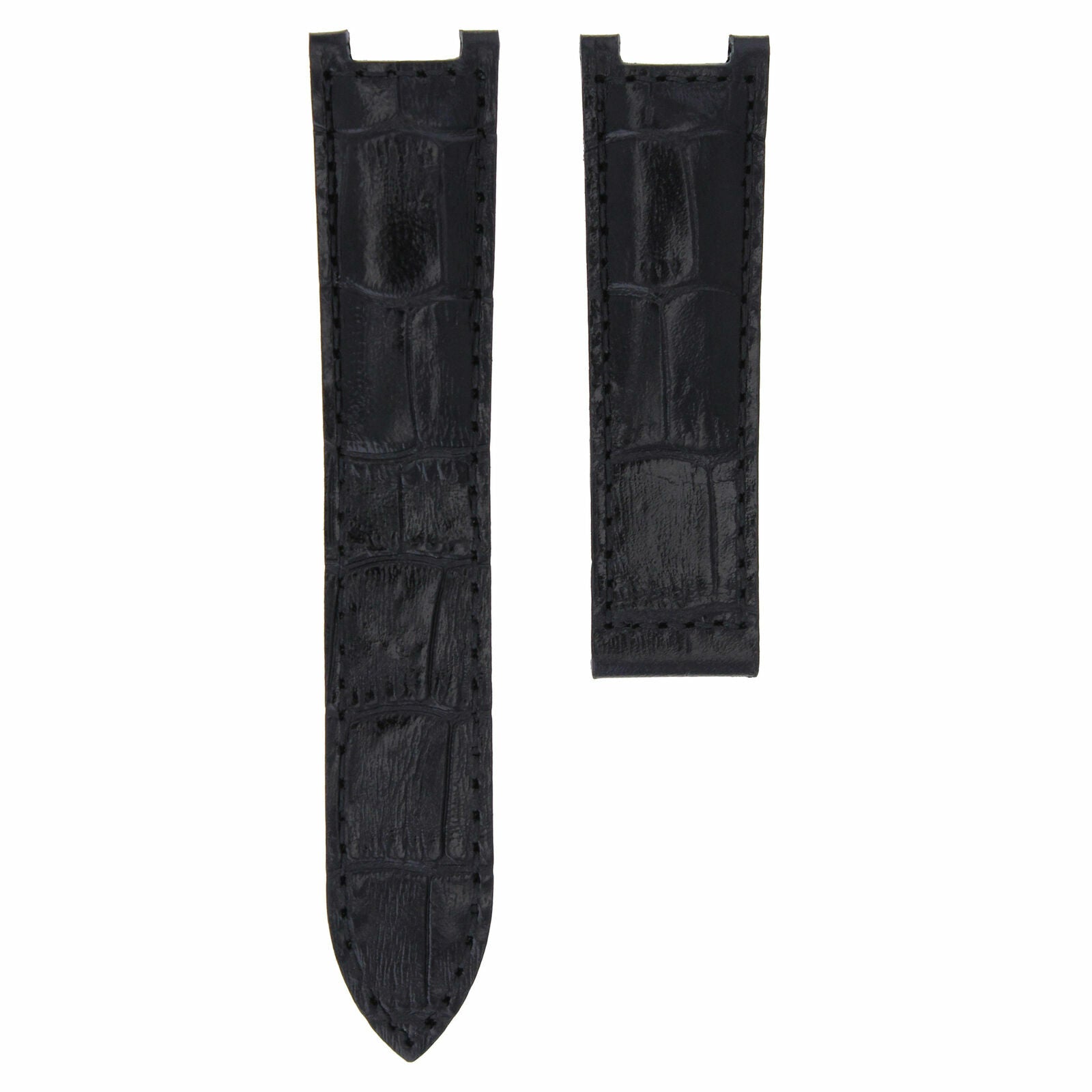 18MM LEATHER WATCH STRAP BAND DEPLOYMENT CLASP FIT 35MM CARTIER PASHA 2324 BLACK