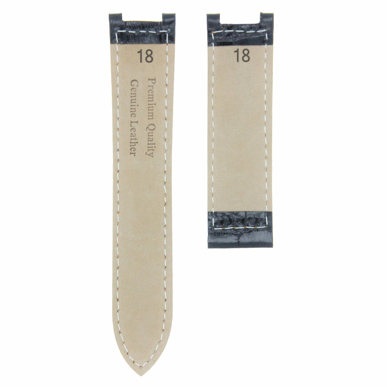 18MM LEATHER WATCH STRAP BAND DEPLOYMENT CLASP FIT 35MM CARTIER PASHA BLACK 1P