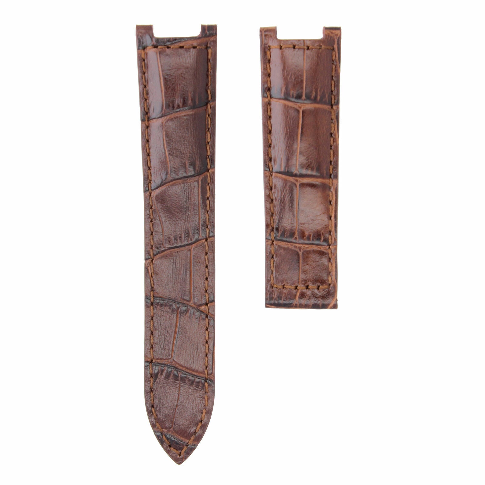 18MM LEATHER WATCH BAND STRAP DEPLOY CLASP FOR 35MM CARTIER PASHA 2377 BROWN