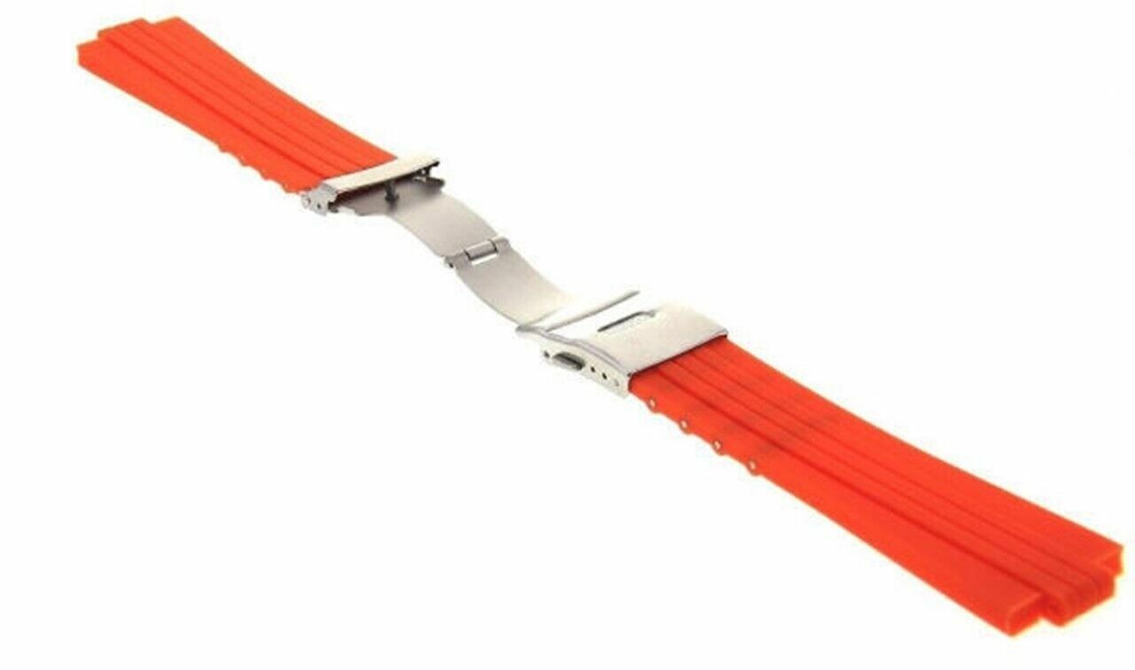 24MM 10MM RUBBER DIVER STRAP BAND BRACELET FOR ORIS TT1 F1 CHRONO WATCH ORANGE