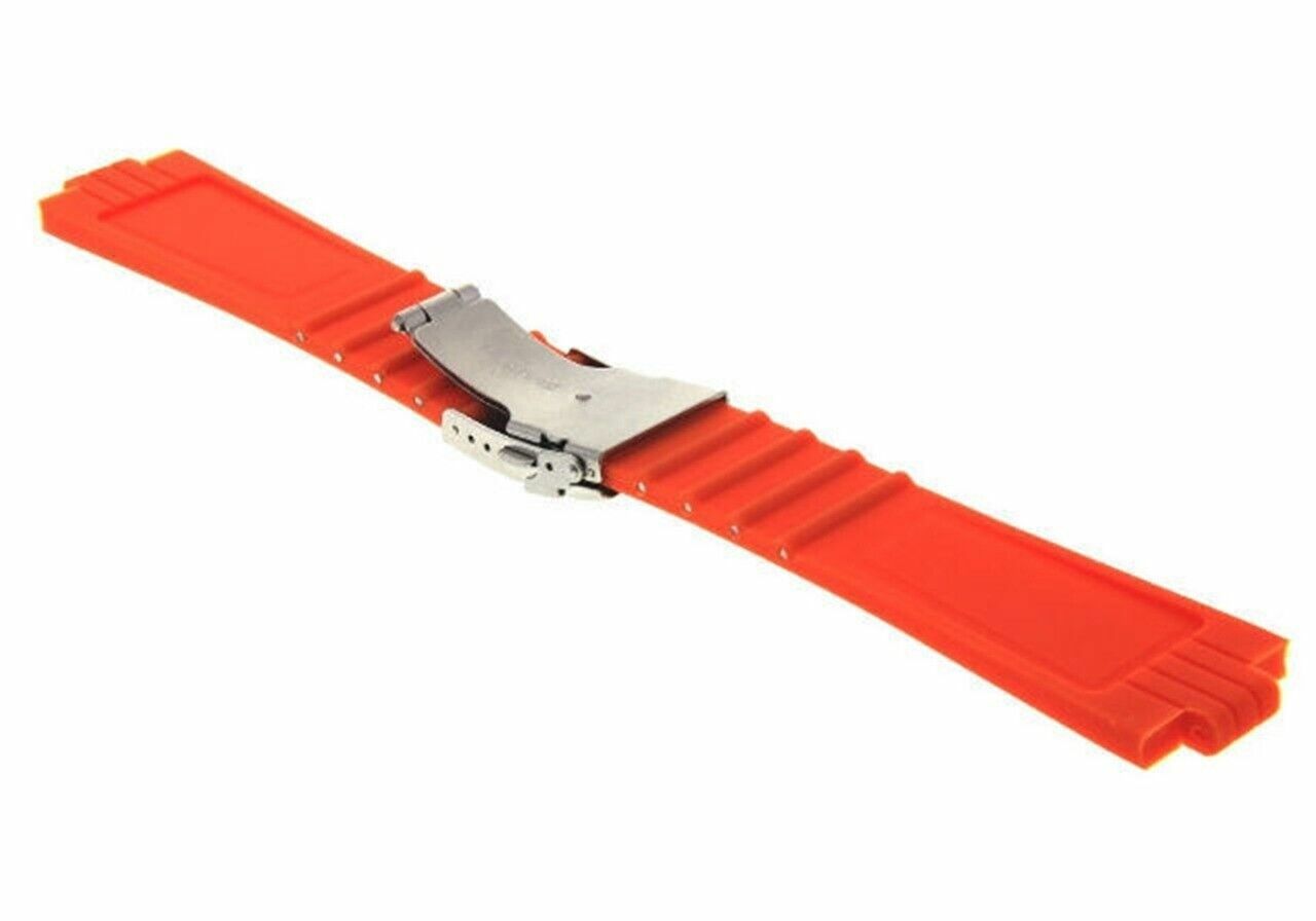 24MM 10MM RUBBER DIVER STRAP BAND BRACELET FOR ORIS TT1 F1 CHRONO WATCH ORANGE