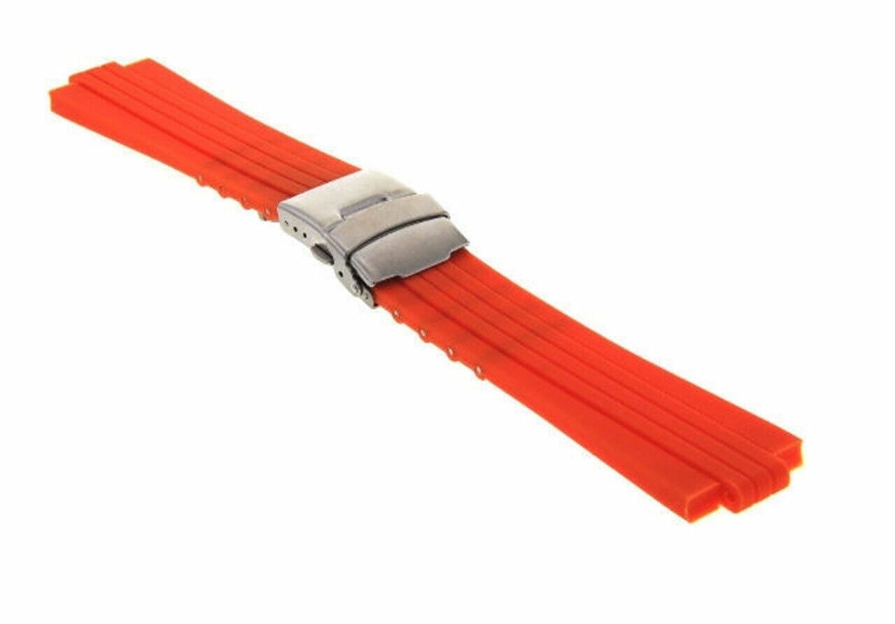24MM 10MM RUBBER DIVER STRAP BAND BRACELET FOR ORIS TT1 F1 CHRONO WATCH ORANGE