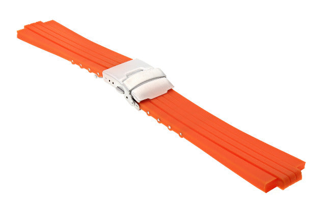 24MM 10MM RUBBER DIVER STRAP BAND BRACELET FOR ORIS TT1 F1 CHRONO WATCH ORANGE