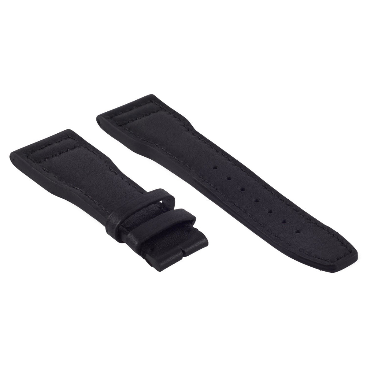 21MM GENUINE CALF LEATHER STRAP WATCH BAND CLASP FOR IWC PORTUGUES EPILOT BLACK