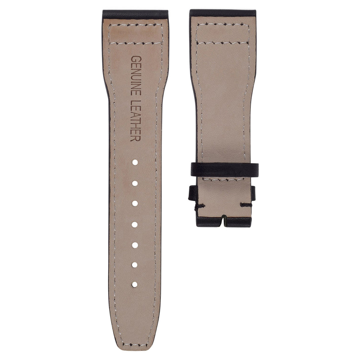 21MM GENUINE CALF LEATHER STRAP WATCH BAND CLASP FOR IWC PORTUGUES EPILOT BLACK