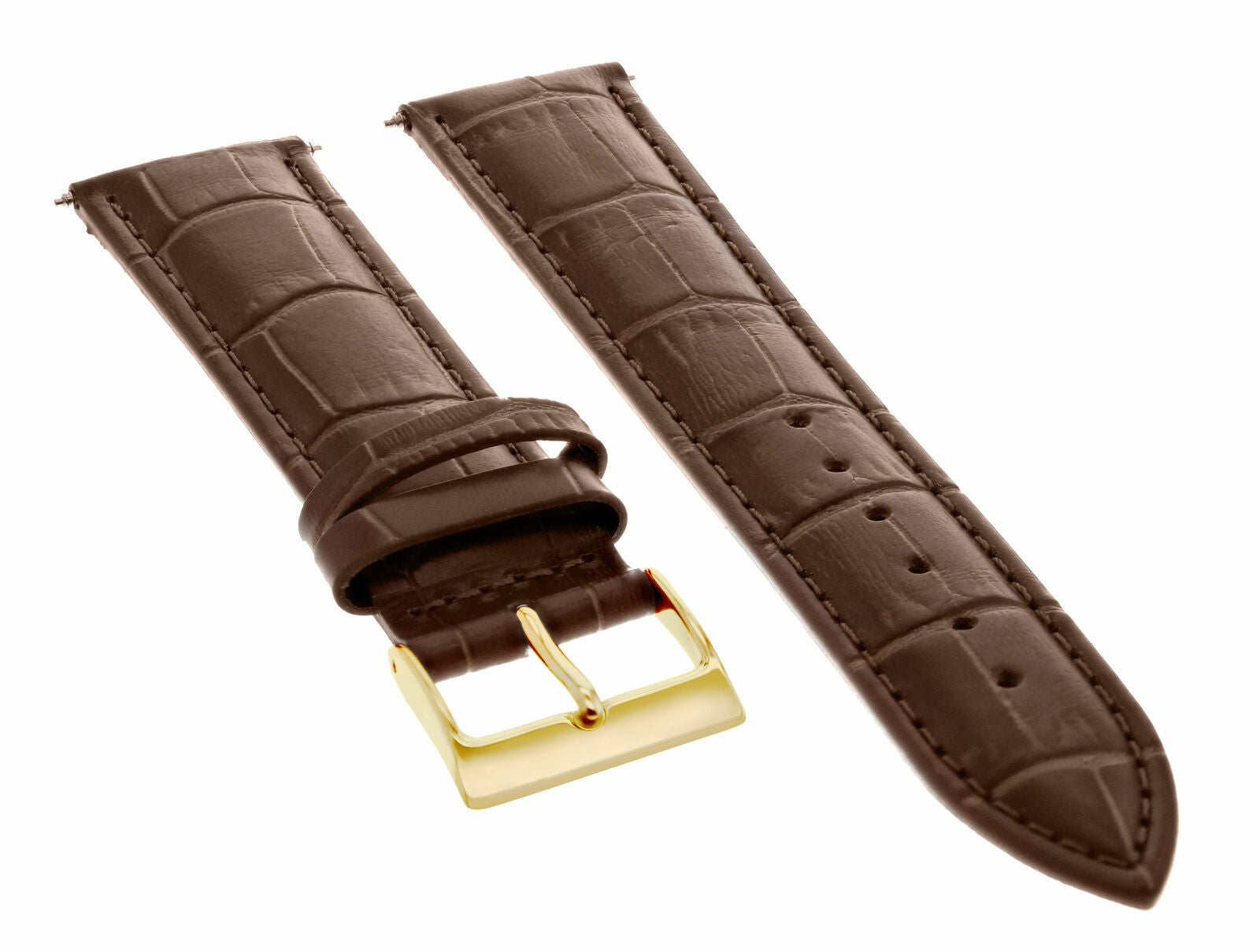 24MM LEATHER WATCH STRAP BAND FOR OMEGA SEAMASTER RAILMASTER LIGHT BROWN GOLD