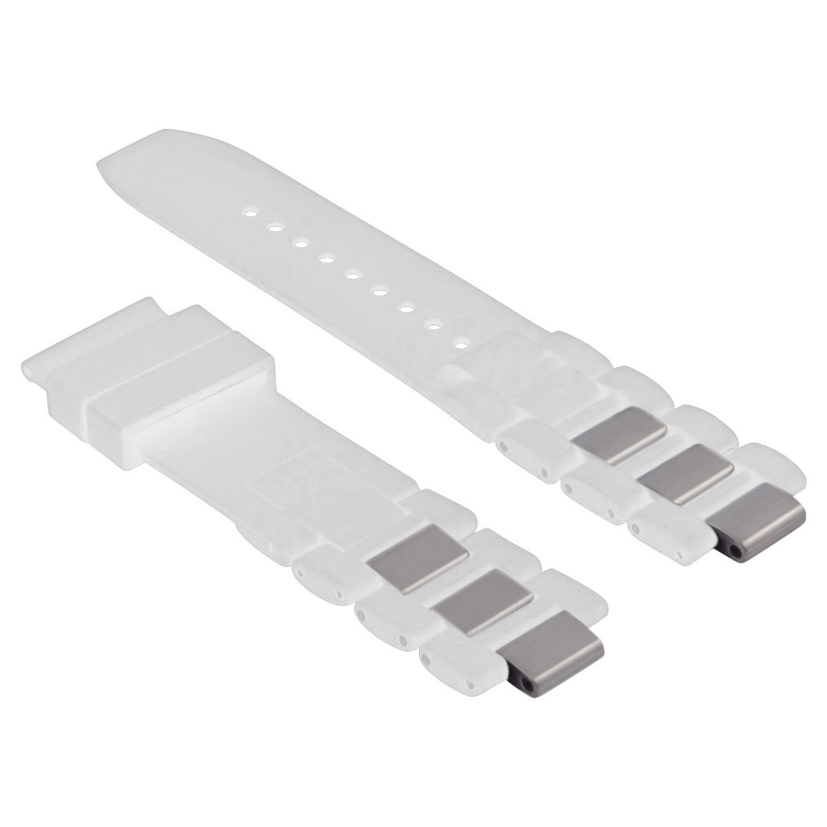 20MM RUBBER STRAP BAND STEEL FIT CARTIER 21 AUTOSCAPH CHRONOSCAPH WATCH WHITE