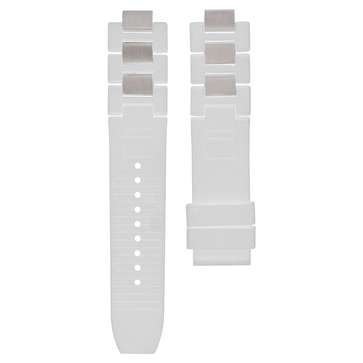 20MM RUBBER STRAP BAND STEEL FIT CARTIER 21 AUTOSCAPH CHRONOSCAPH WATCH WHITE