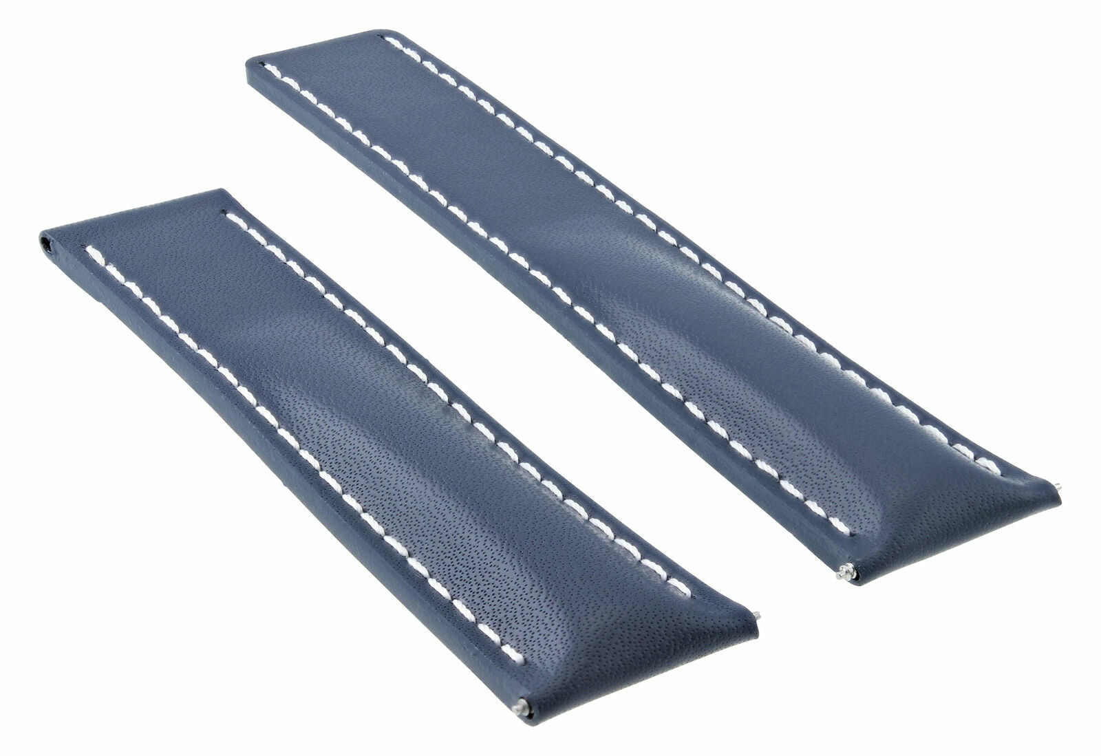 22MM LEATHER STRAP SMOOTH BAND FOR BREITLING NAVITIMER CHRONOMAT CLASP BLUE WS