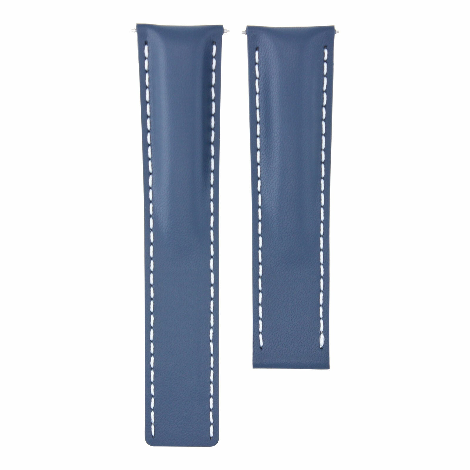 22MM LEATHER STRAP SMOOTH BAND FOR BREITLING NAVITIMER CHRONOMAT CLASP BLUE WS