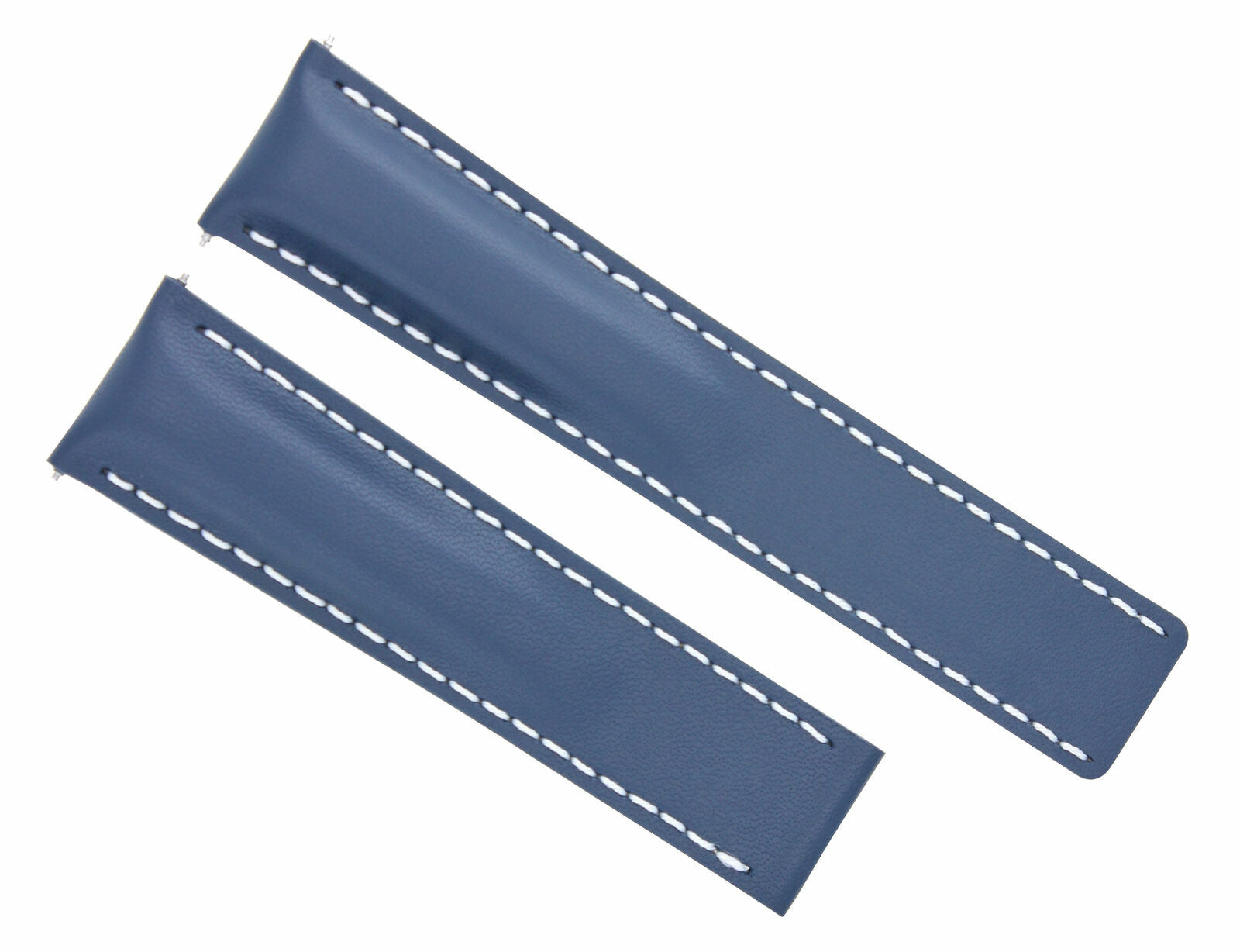 22MM LEATHER STRAP SMOOTH BAND FOR BREITLING NAVITIMER CHRONOMAT CLASP BLUE WS