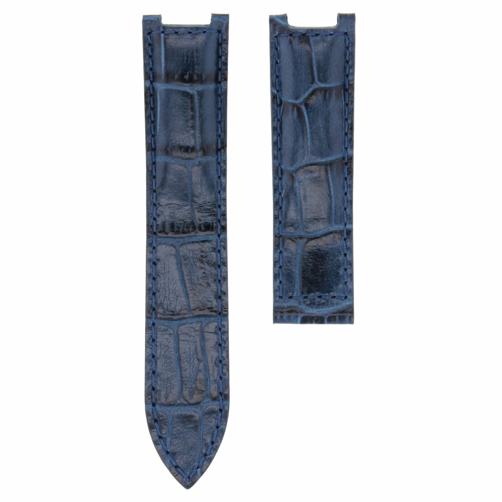 18MM LEATHER WATCH BAND STRAP FOR FIT 35MM CARTIER PASHA DEPLOYMENT CLASP BLUE