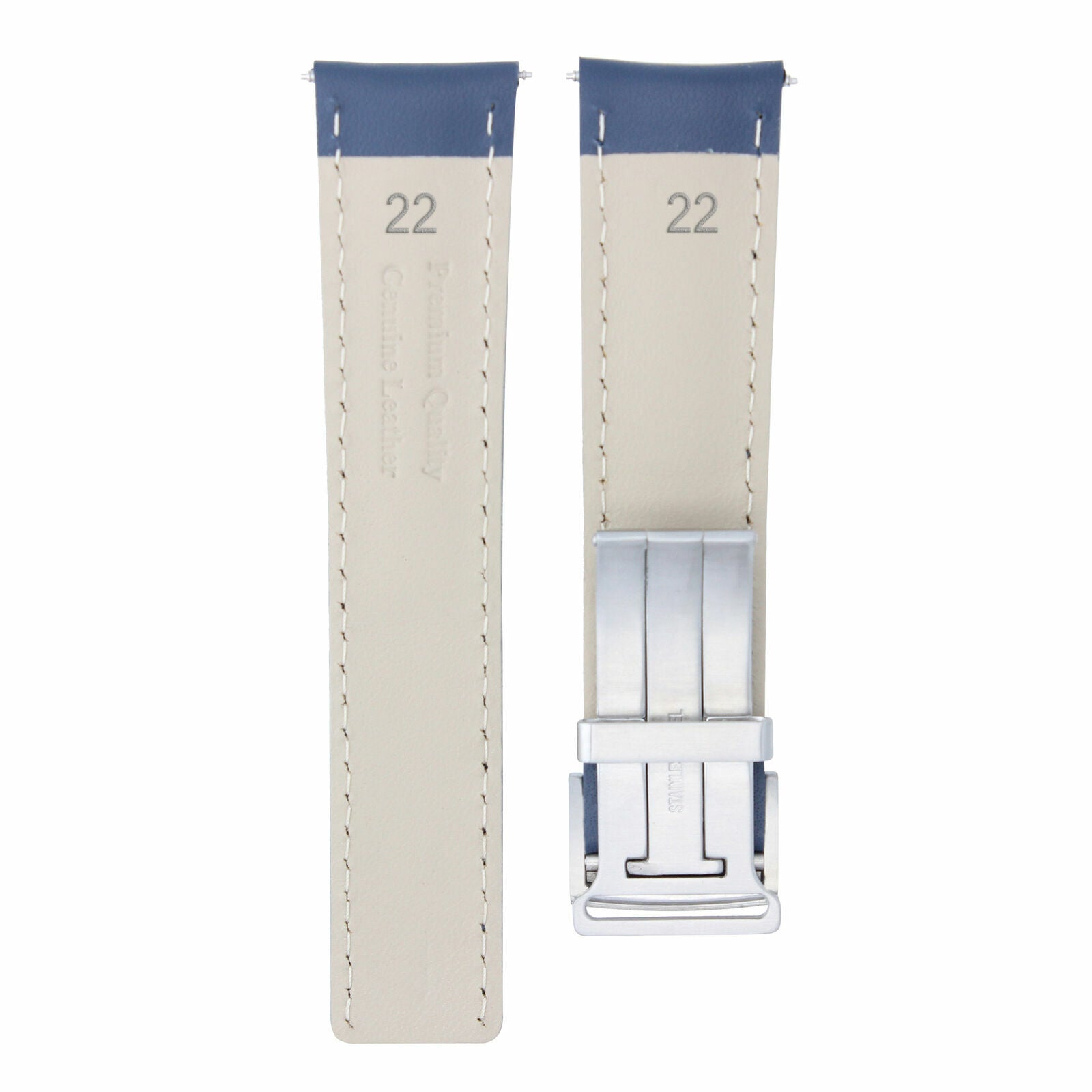 22MM LEATHER STRAP SMOOTH BAND FOR BREITLING CHRONO 41 A17366D71O1S1 BENTLEY BLU