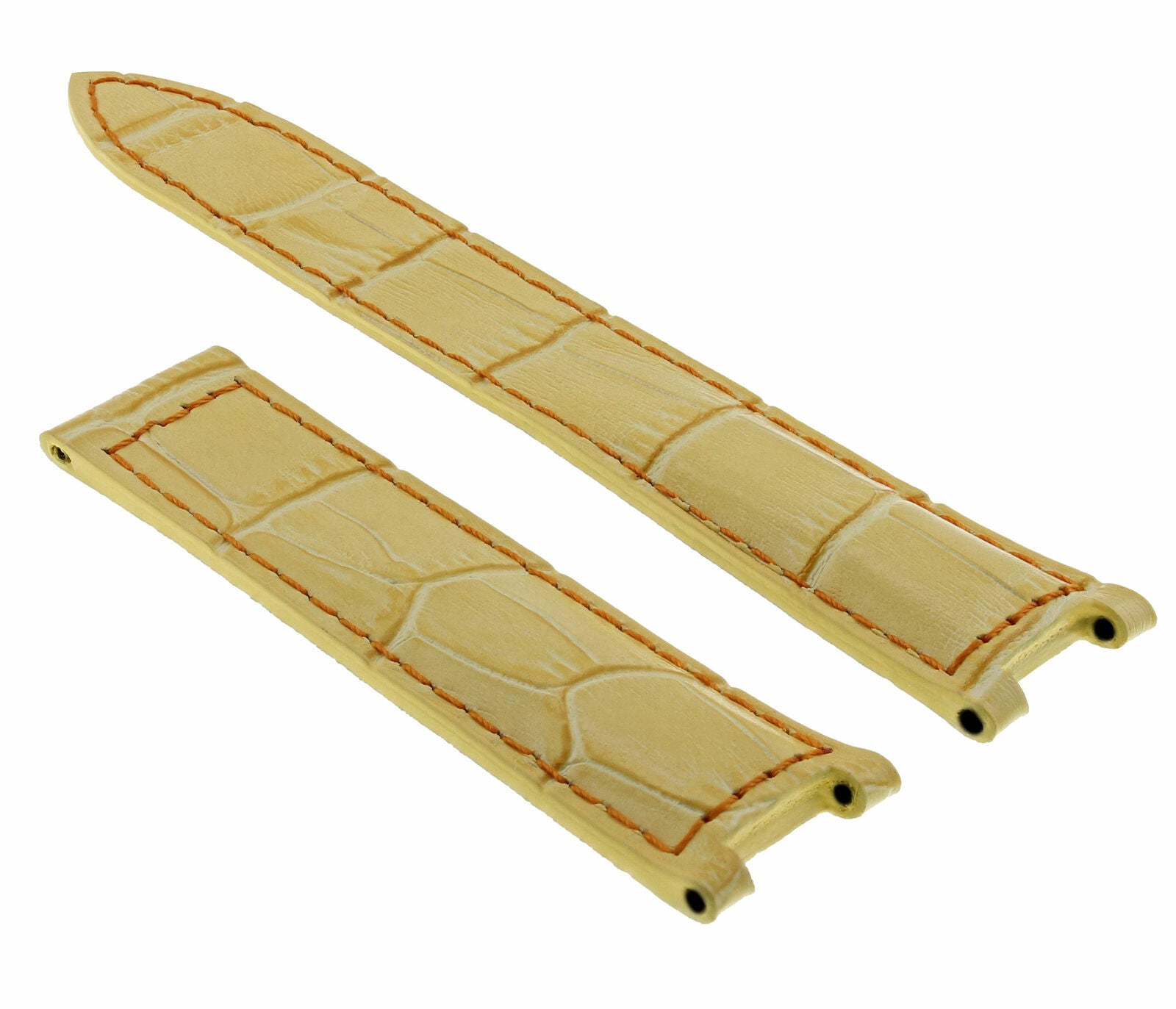LEATHER WATCH STRAP BAND FOR CARTIER PASHA 1032 2113 20MM YELLOW RED STITCH
