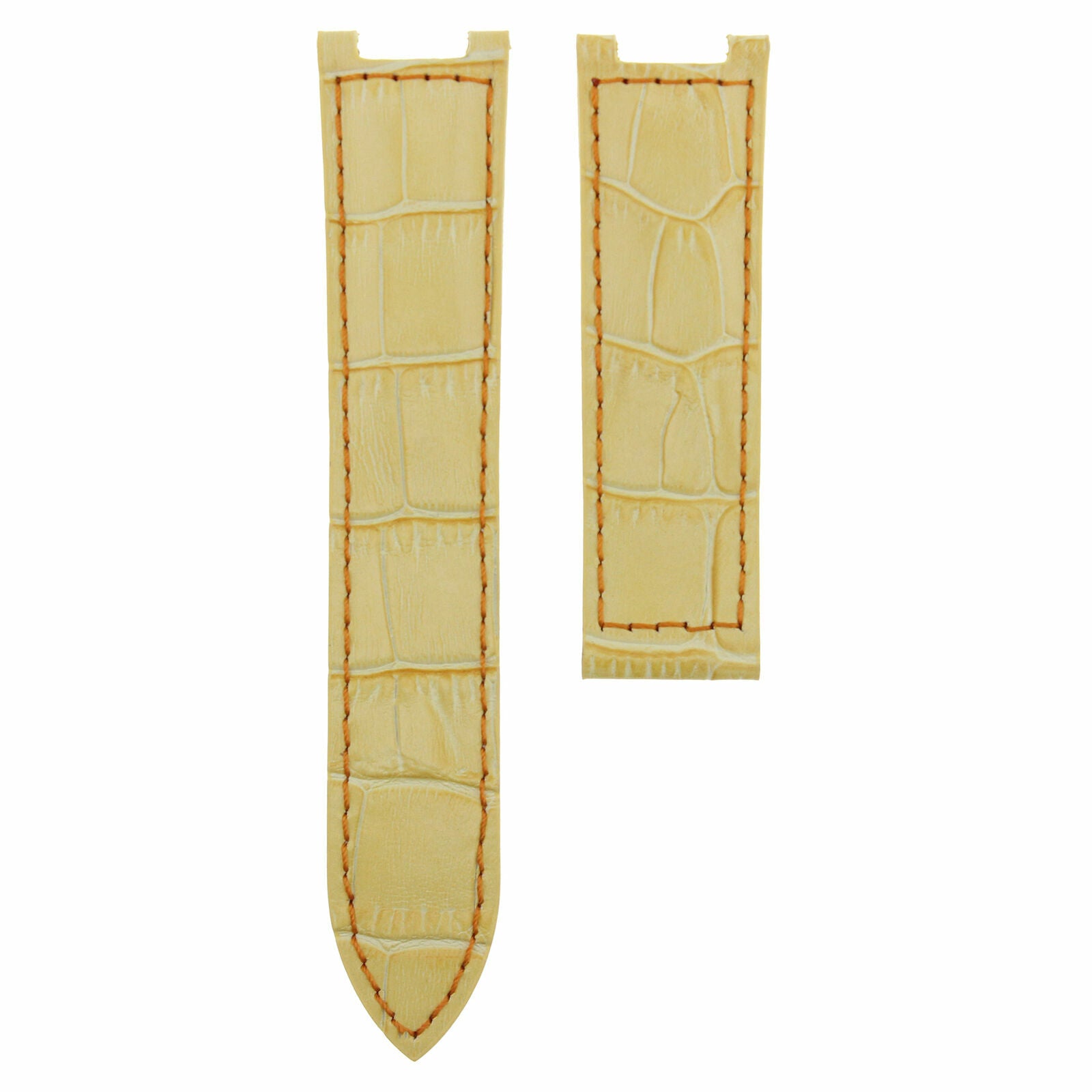 LEATHER WATCH STRAP BAND FOR CARTIER PASHA 1032 2113 20MM YELLOW RED STITCH
