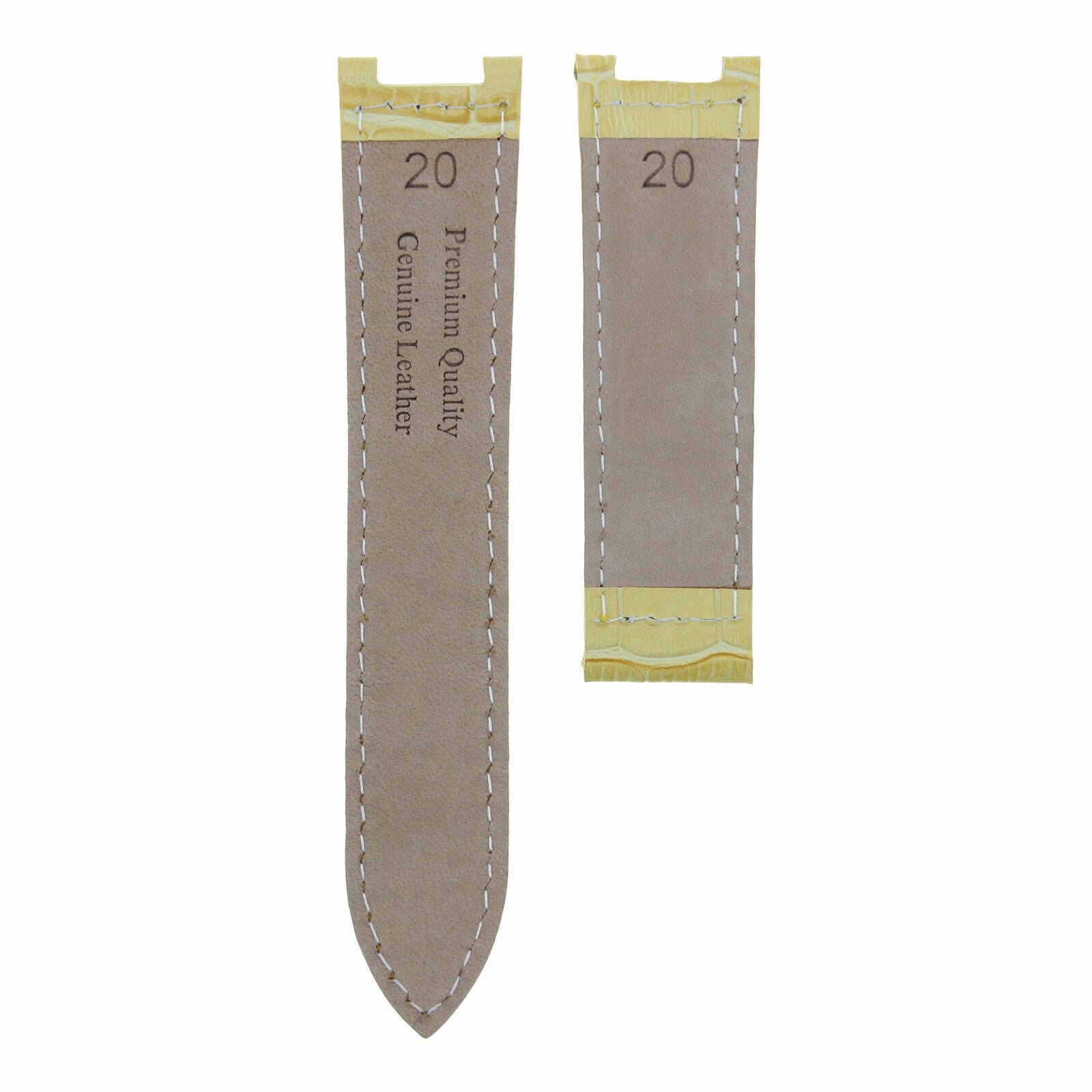 LEATHER WATCH STRAP BAND FOR CARTIER PASHA 1032 2113 20MM YELLOW RED STITCH