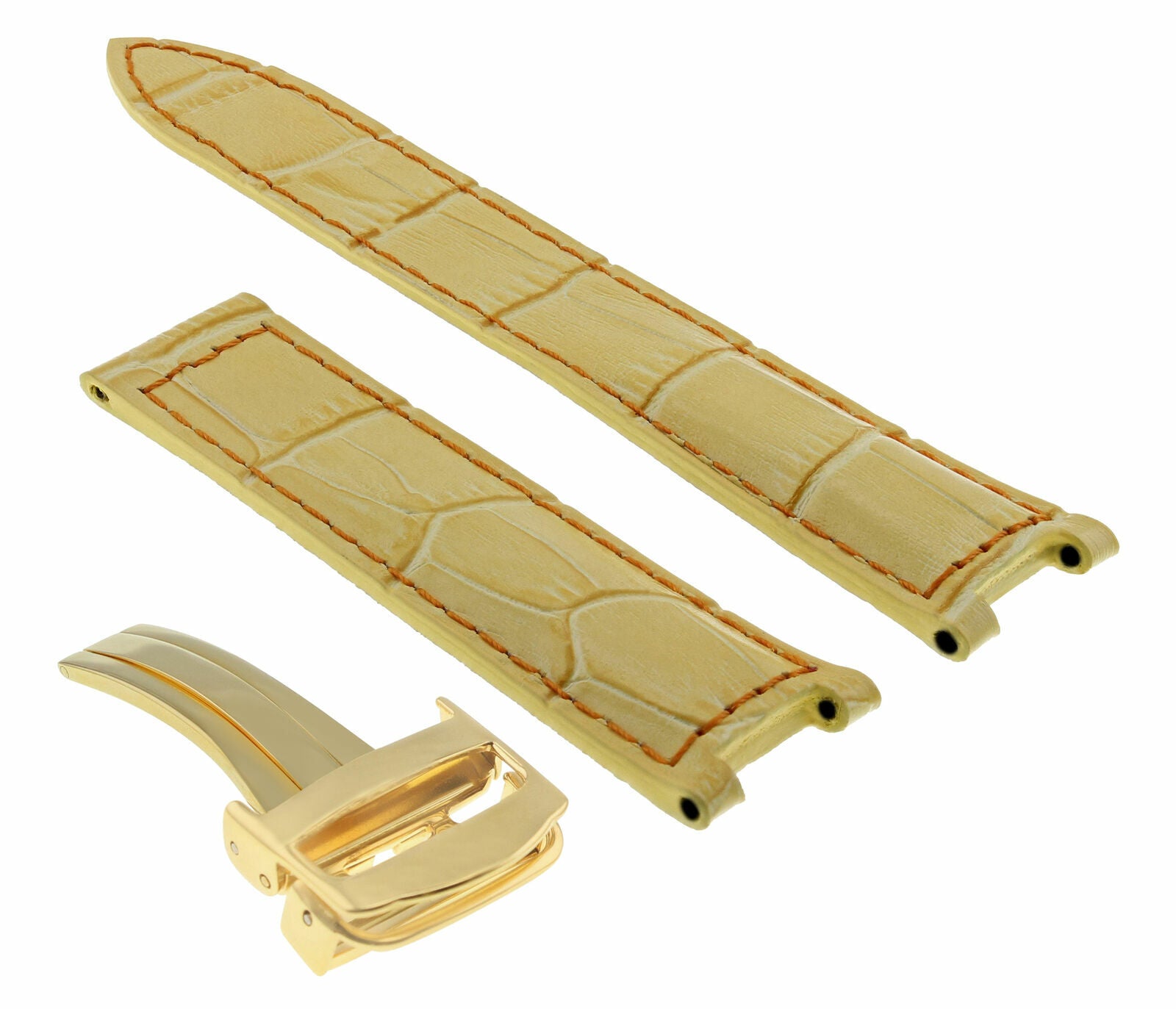LEATHER WATCH STRAP BAND CLASP FIT 38MM CARTIER PASHA 20MM YELLOW RED STIT GOLD
