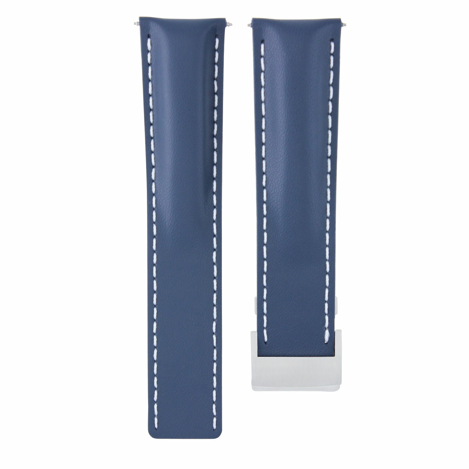 22MM LEATHER STRAP SMOOTH BAND FOR BREITLING 41 A17366D71O1S1 CLASP BLUE BRUSH W