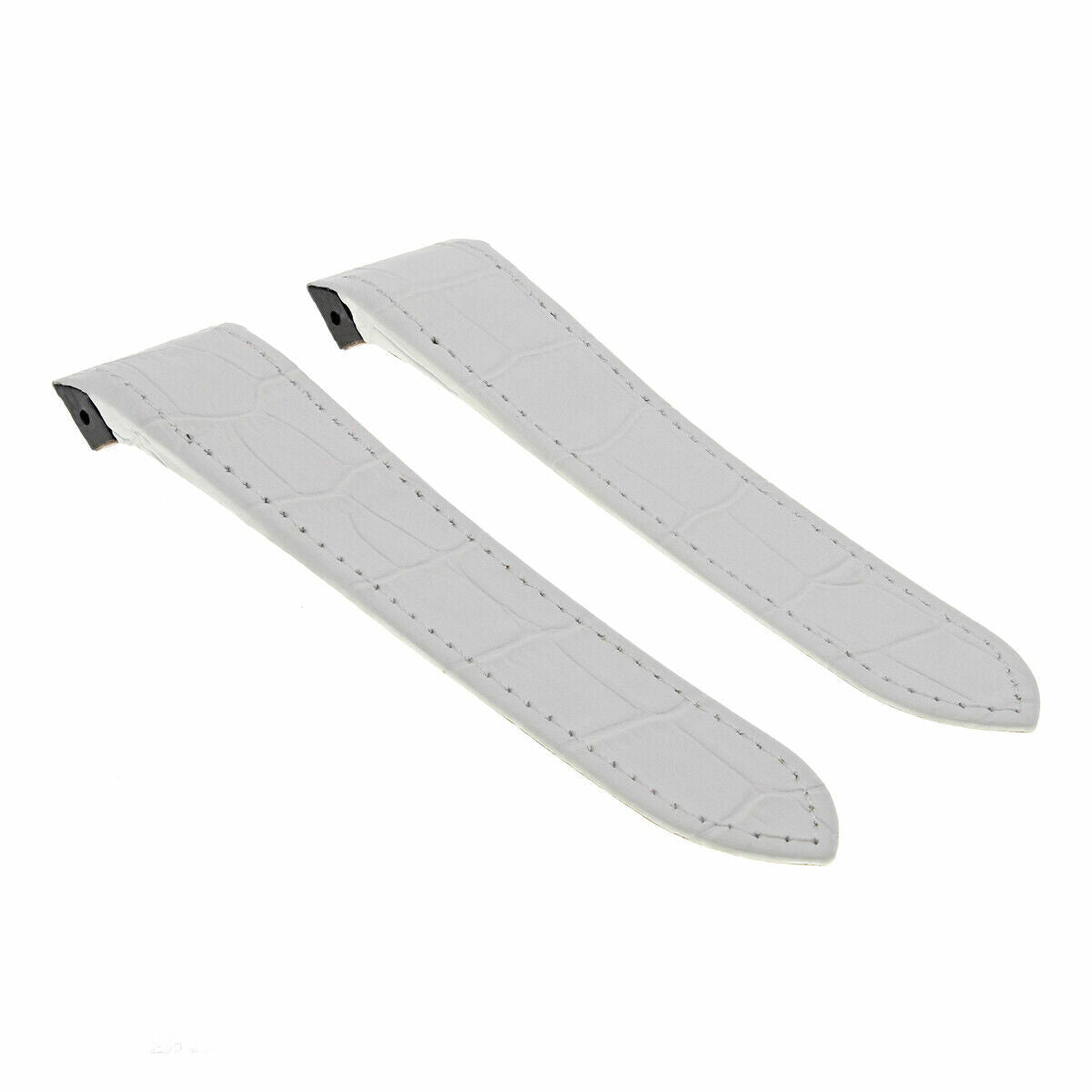 24.5MM LEATHER BAND STRAP ALLIGATOR GRAIN FOR CARTIER SANTOS 100 XL CHRONO WHITE