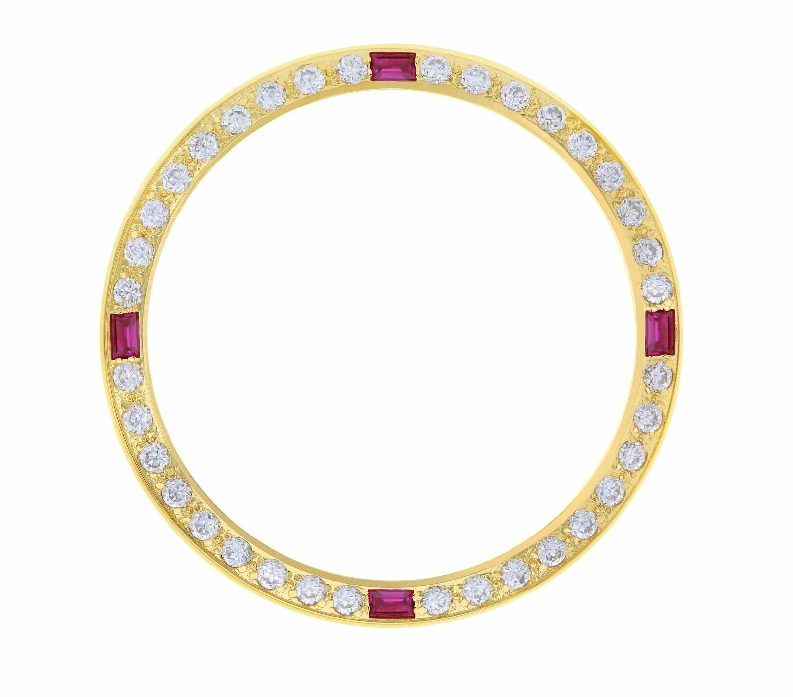 GOLD GP CREATED DIAMOND RUBY BEZEL FOR 34MM ROLEX 15200, 15000, 15010, 14000M, 114200