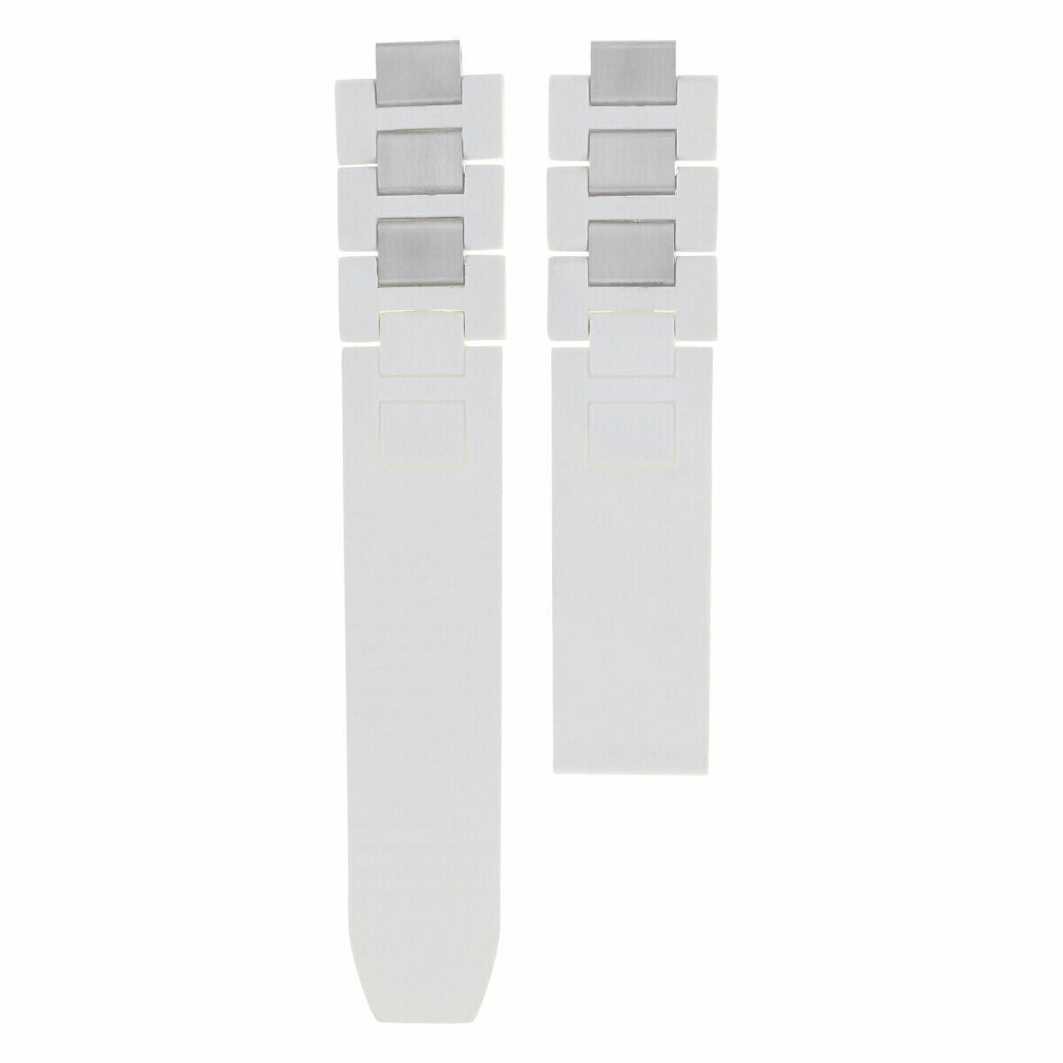 20MM RUBBER STEEL WATCH BAND FOR CARTIER MUST 21 CHRONOSCAPH AUTOSCAPH WHITE
