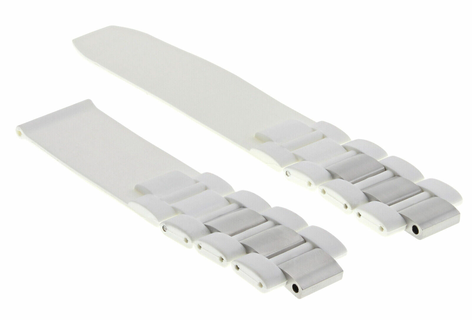 20MM RUBBER STEEL WATCH BAND FOR CARTIER MUST 21 CHRONOSCAPH AUTOSCAPH WHITE