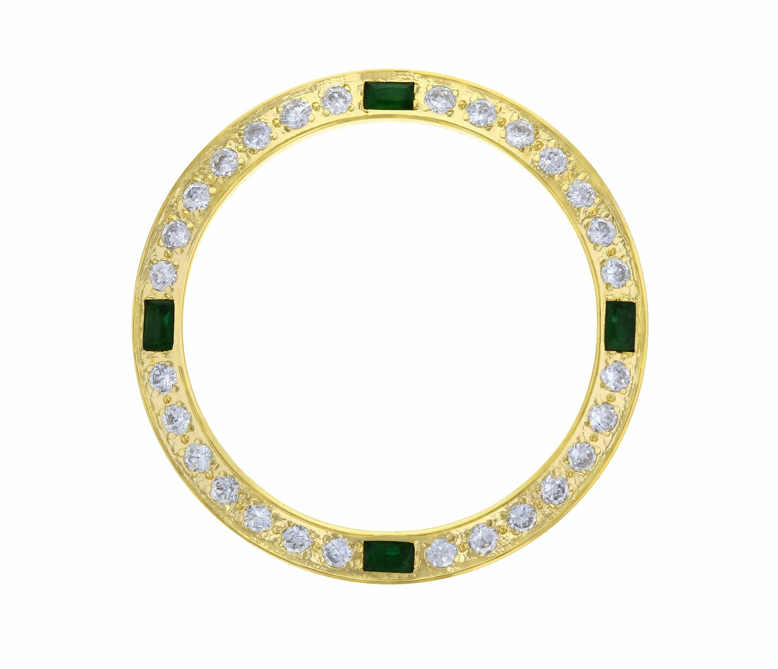 CREATED DIAMOND EMERALD BEZEL FOR 26MM ROLEX DATEJUST 6519 6917 6917 LADY GOLD