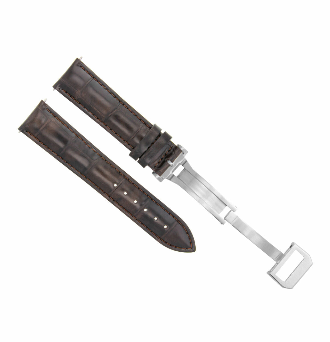 21MM LEATHER STRAP WATCH BAND FOR IWC PILOT PORTUGUESE PORTOFINO + CLASP D/BROWN