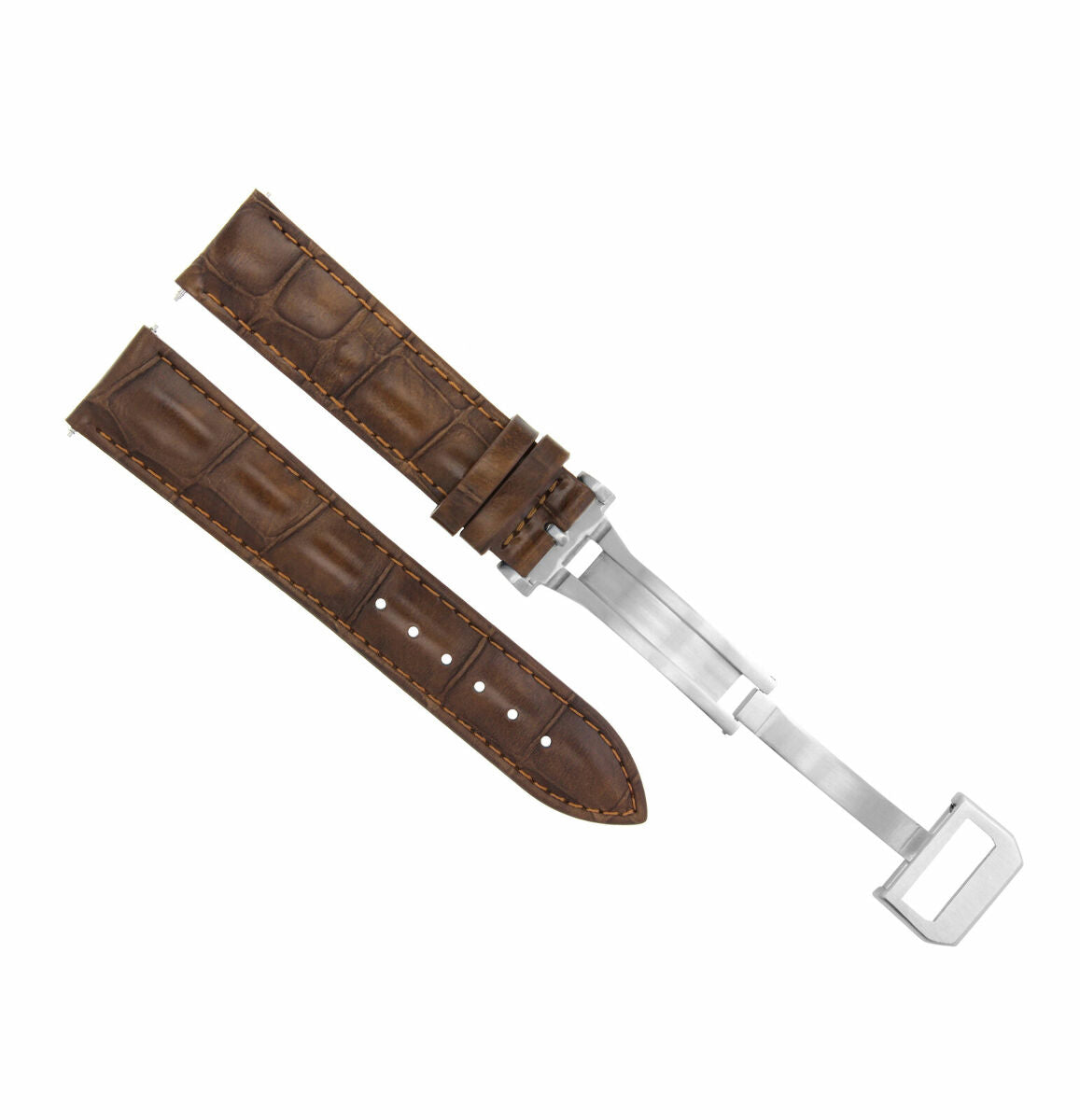 23MM LEATHER WATCH BAND STRAP FOR IWC PILOT PORTUGUESE DEPLOYMENT CLASP L/BROWN