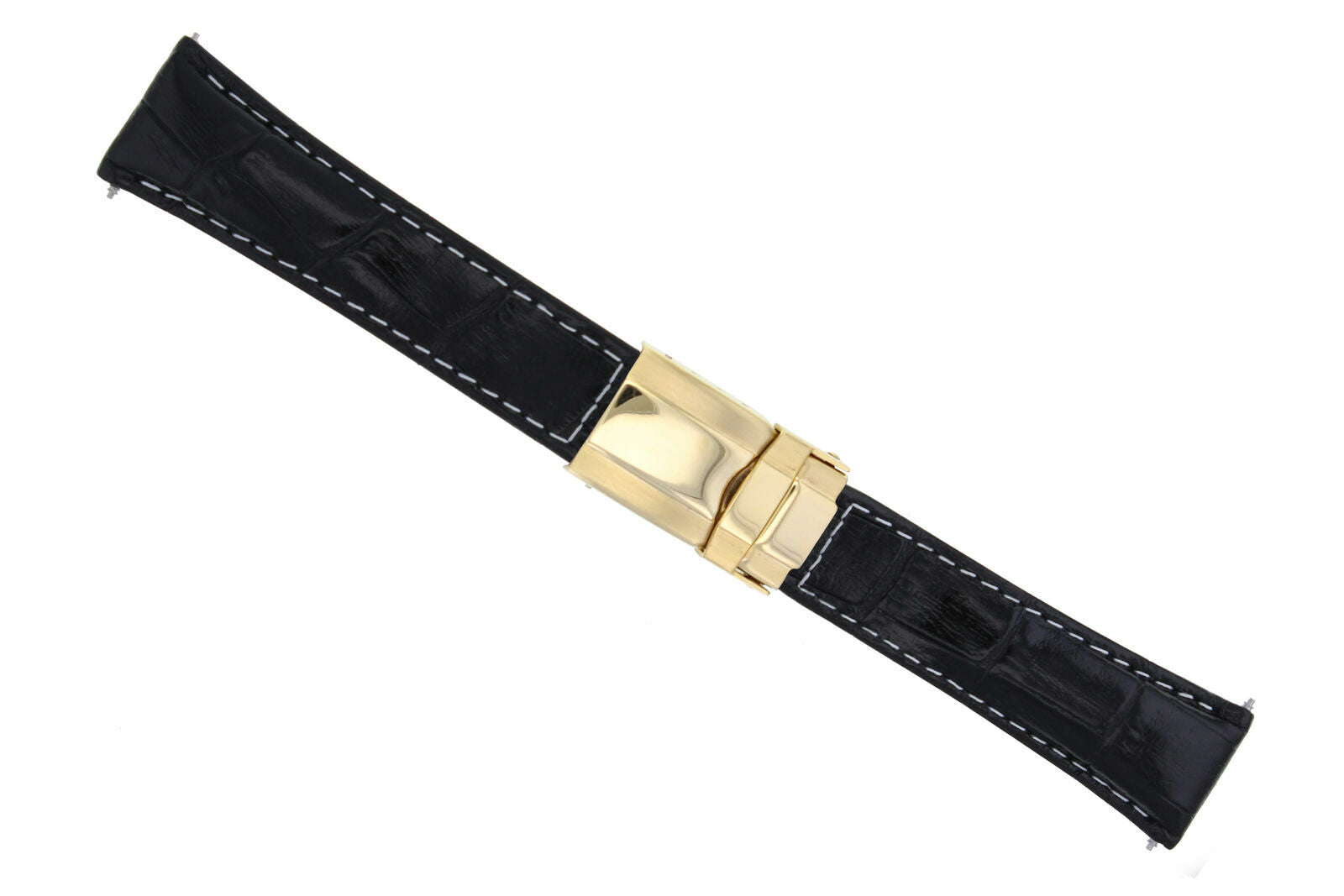 LEATHER STRAP FOR ROLEX DAYTONA 16518 16519 16520 BLACK WS SHORT GOLD CLASP