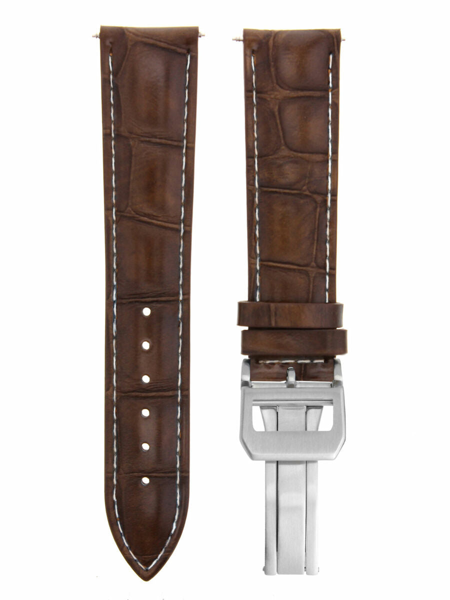 21MM LEATHER BAND STRAP WATCH CLASP FOR IWC PILOT PORTUGUESE LIGHT BROWN WS