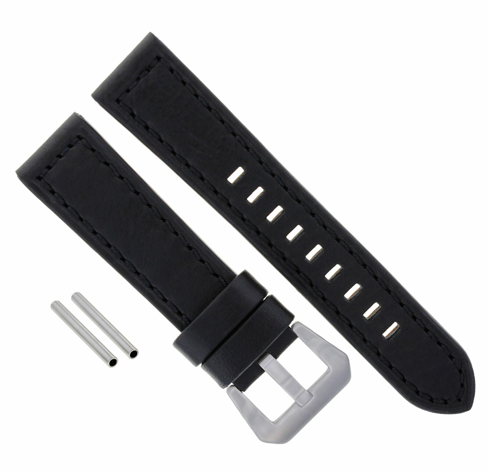 24MM COW LEATHER WATCH BAND STRAP SMOOTH FOR 44MM PANERAI LUMINOR BLACK LONG