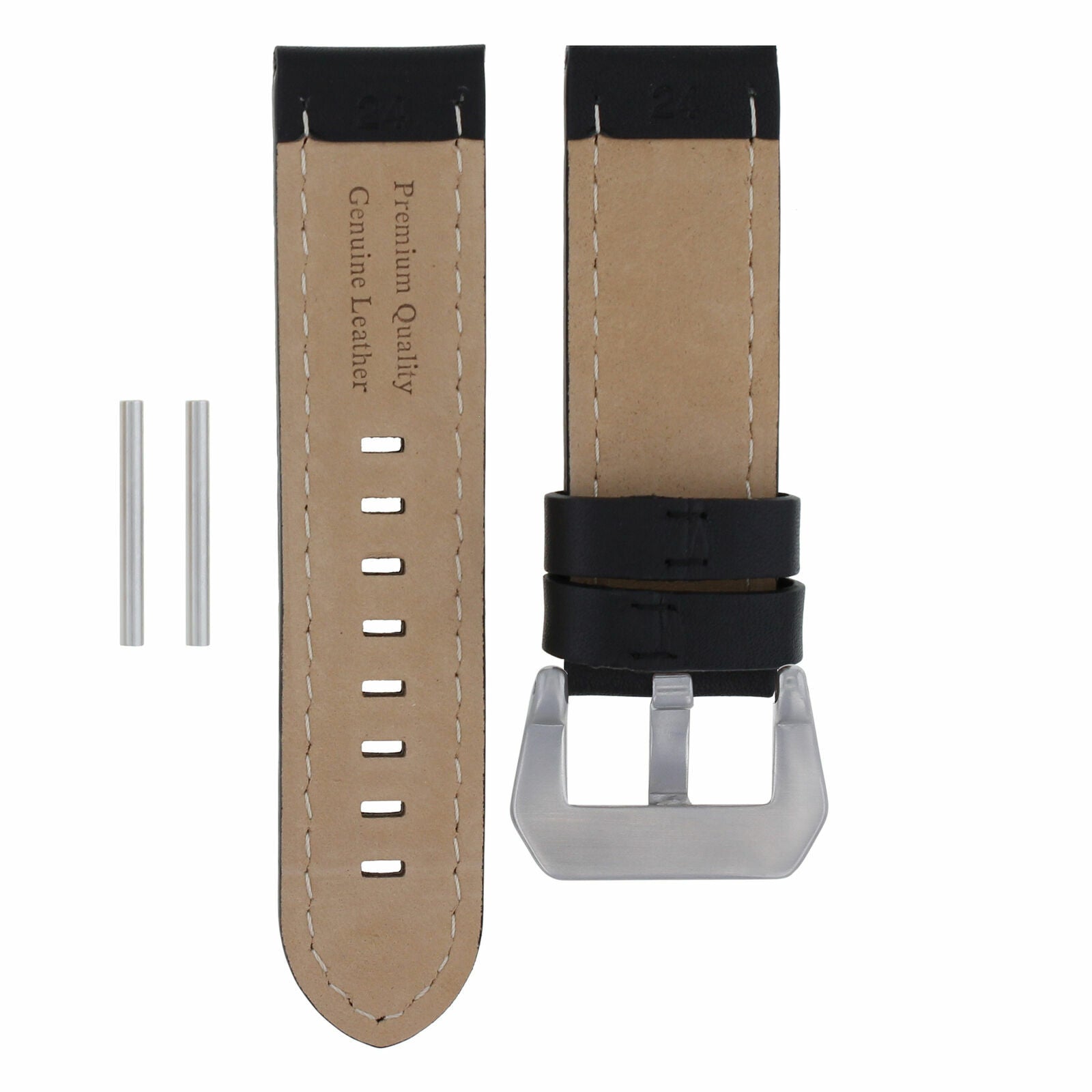 22MM LEATHER WATCH BAND STRAP FOR PANERAI PAM 119 244 049 120 50 51 WATCH BLACK