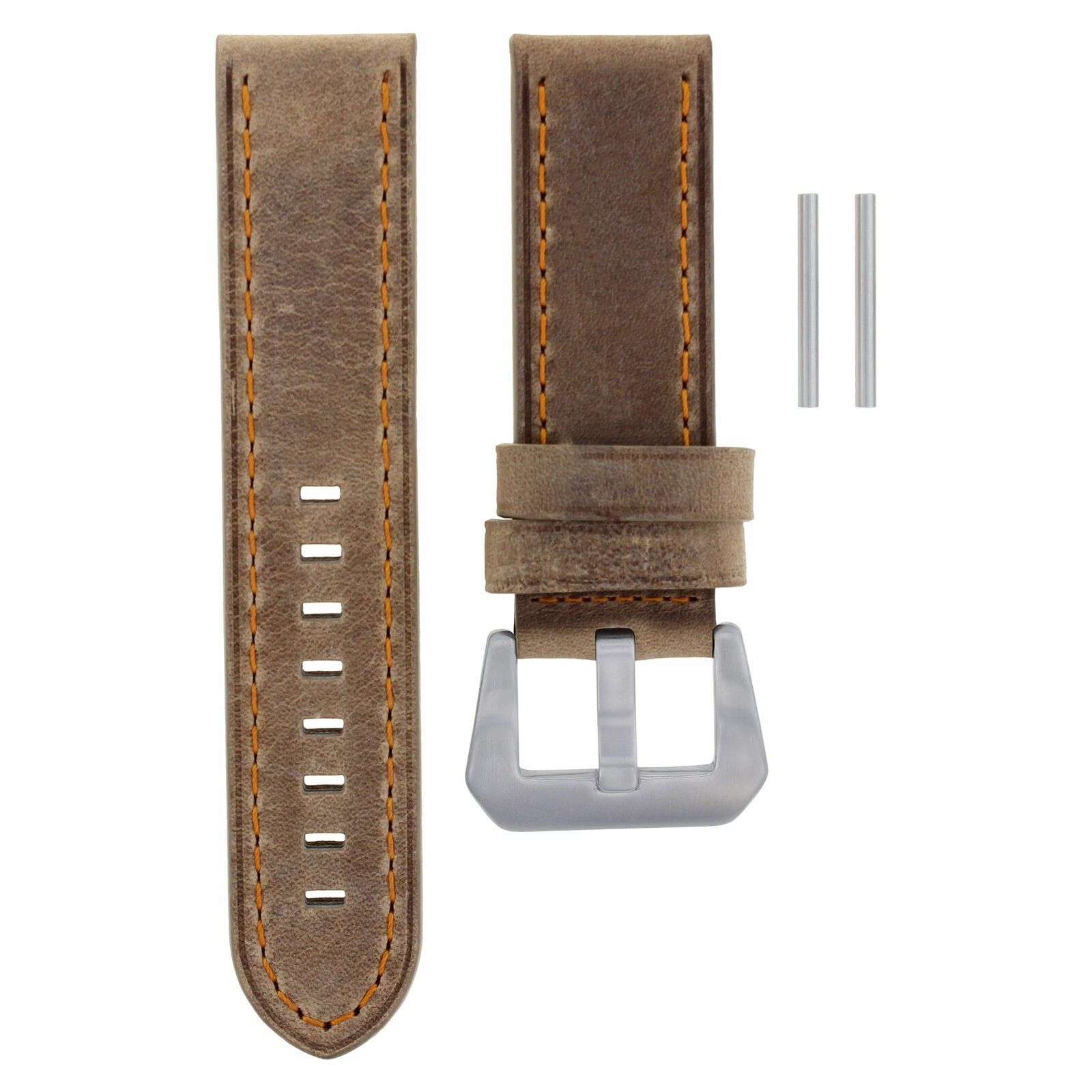 22MM PREMIUM PAM LEATHER STRAP WATCH BAND FOR PAM PANERAI SAND ORANGE STITCHING