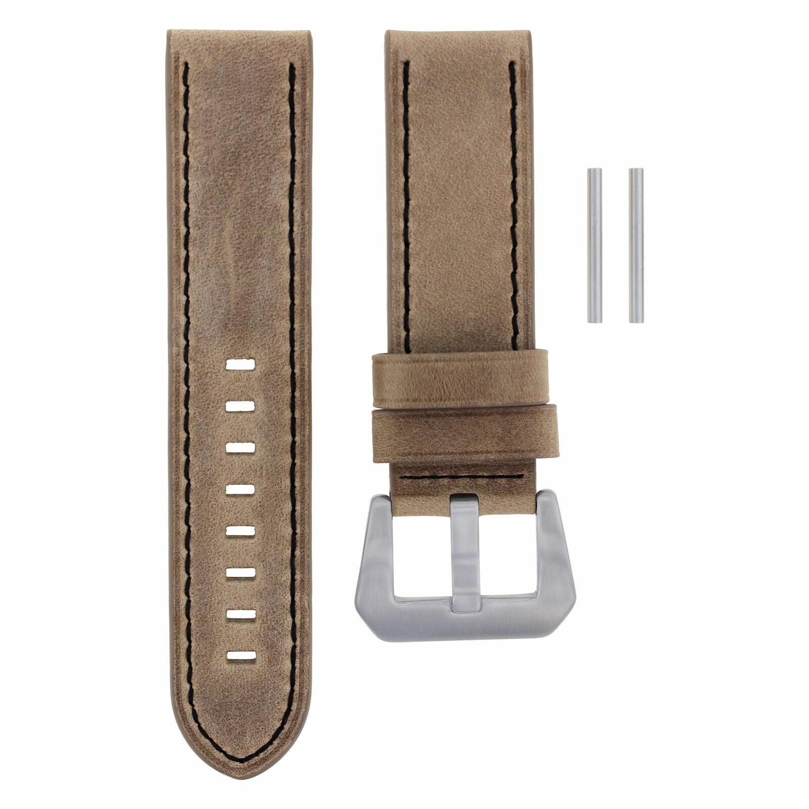 22MM PREMIUM PAM LEATHER STRAP BAND FOR 40MM PANERAI MARINA SAND BLACK STITCH
