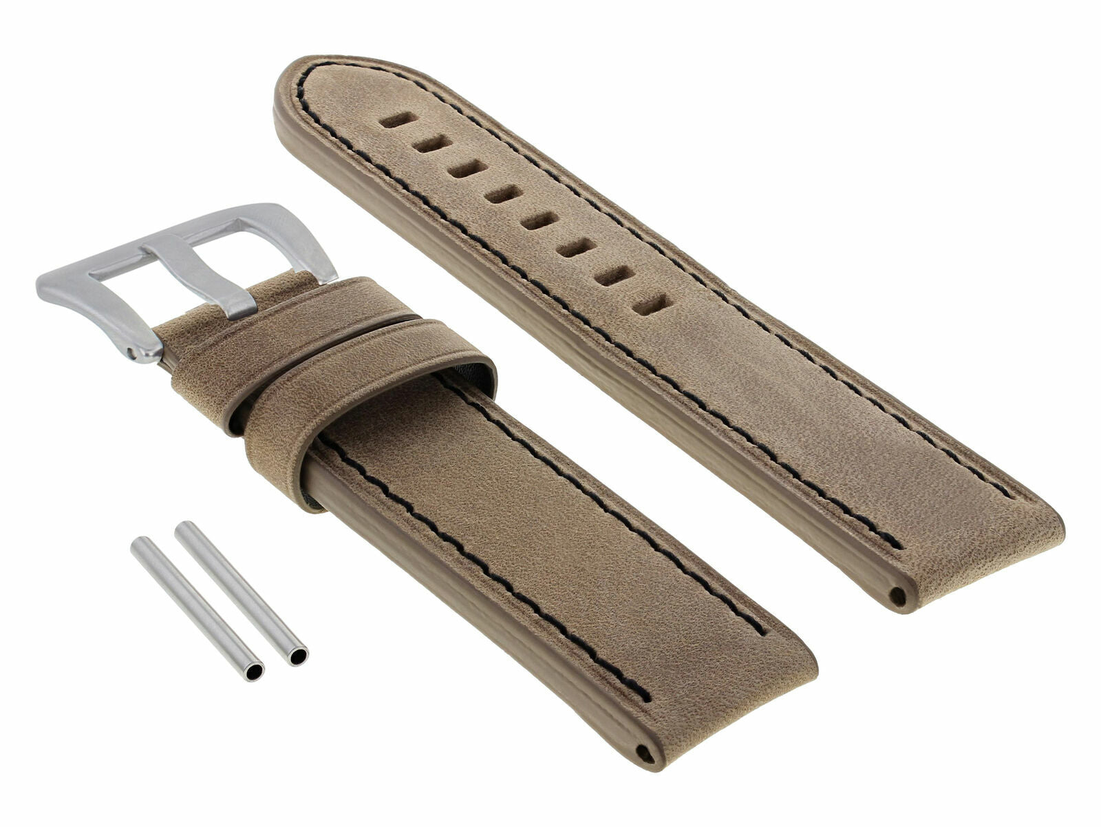 22MM PREMIUM PAM LEATHER STRAP BAND FOR 40MM PANERAI MARINA SAND BLACK STITCH