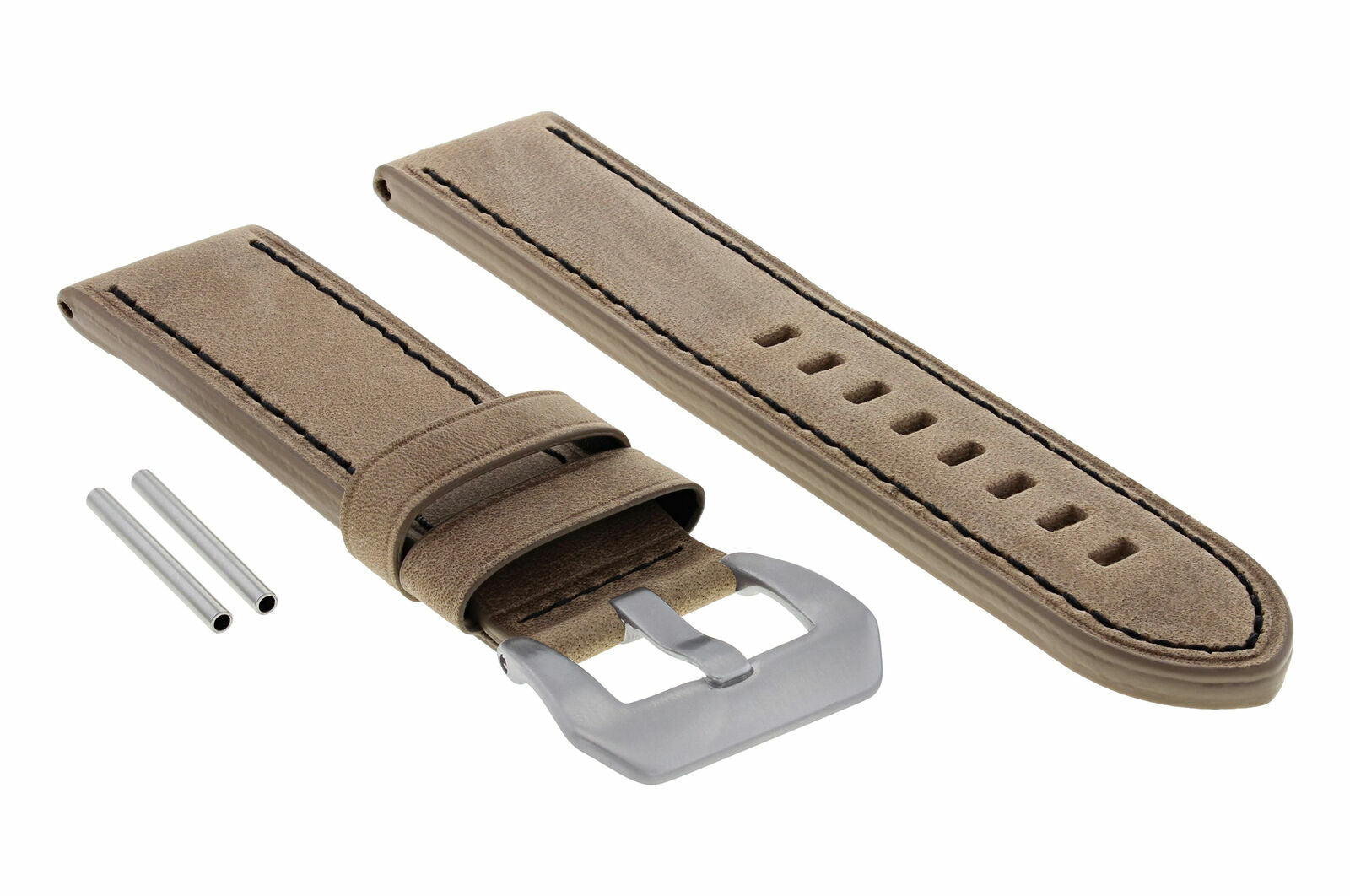 22MM PREMIUM PAM LEATHER STRAP BAND FOR 40MM PANERAI MARINA SAND BLACK STITCH
