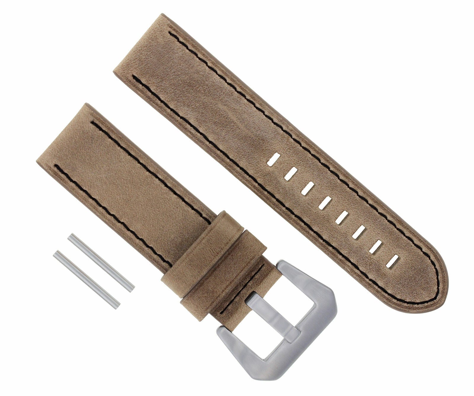 22MM PREMIUM PAM LEATHER STRAP BAND FOR 40MM PANERAI MARINA SAND BLACK STITCH