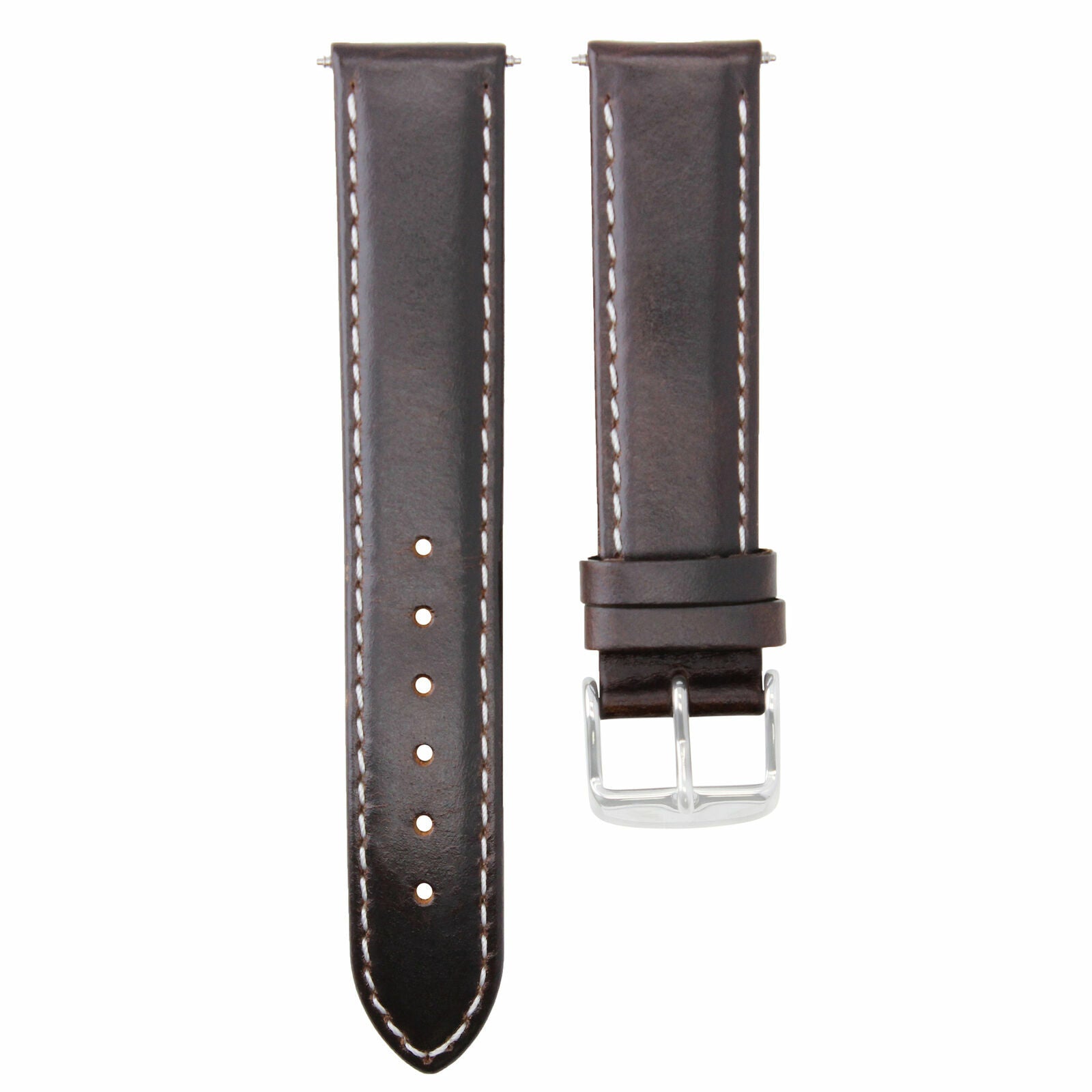 19MM LEATHER STRAP SMOOTH BAND FOR OMEGA SEAMASTER SPEEDMASTER MOON D/BROWN WS